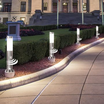 etc-shop LED Außen-Stehlampe, Leuchtmittel inklusive, Warmweiß, 4x LED Außenleuchte Sockelleuchten Garten-Lampe