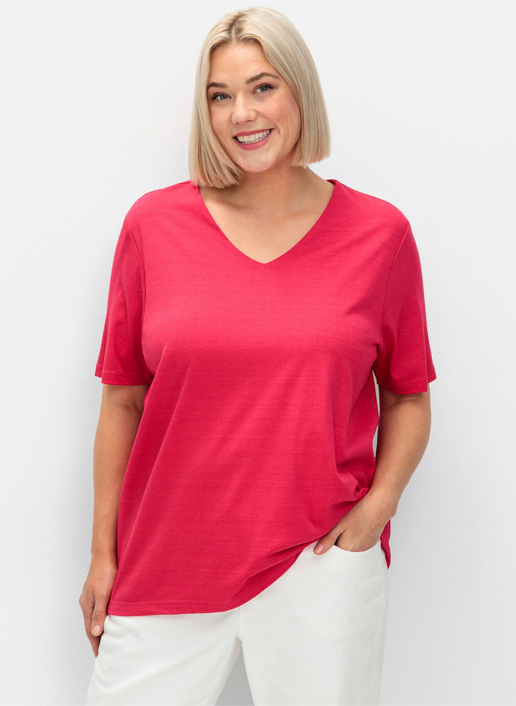 Sheego T-Shirt T-Shirt Kurzarm mit doppellagigem Vorderteil günstig online kaufen