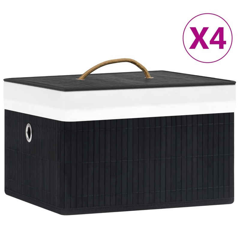 vidaXL Aufbewahrungsbox Bambus Aufbewahrungsboxen 4 Stk. Schwarz (4 St)