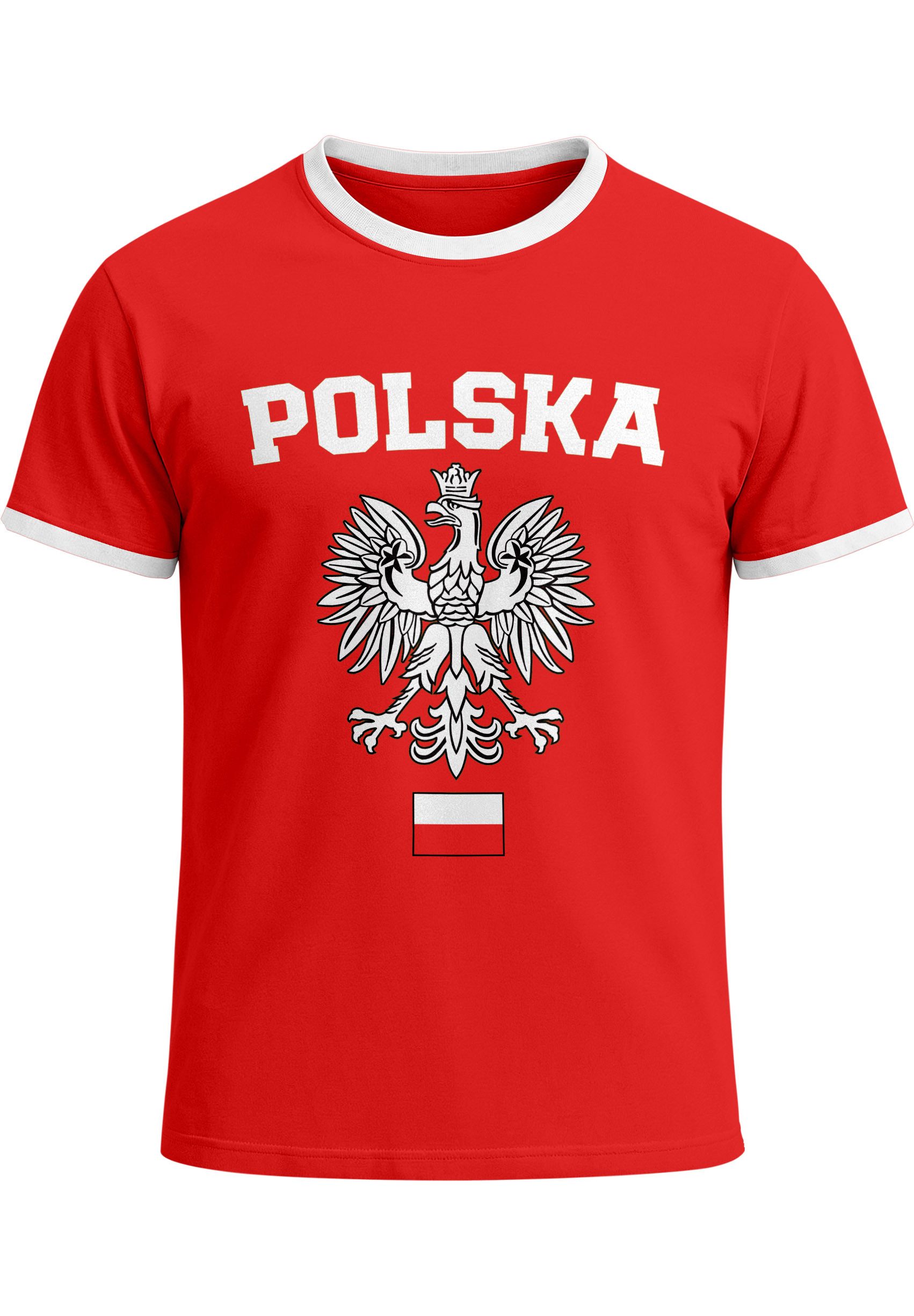 Print-Shirt Herren WM-Shirt WM Polska Polen Poland Flagge World Cup Weißer Adler