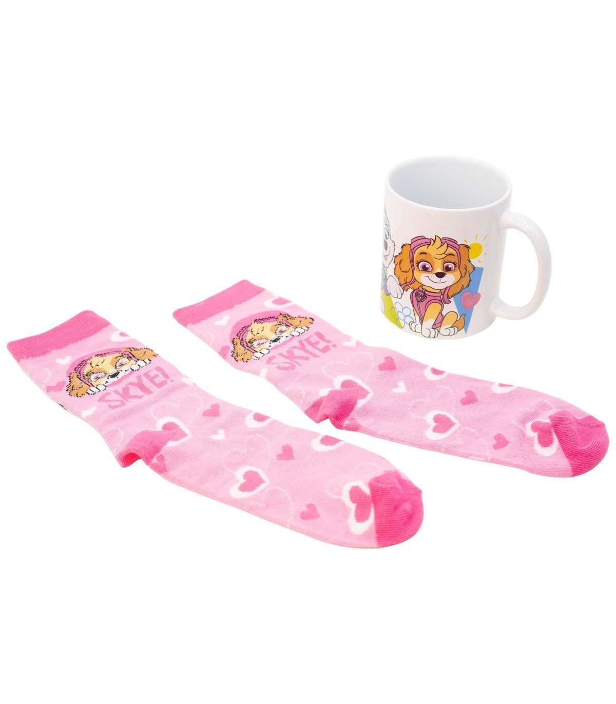 PAW PATROL Tasse Geschenkset mit Keramiktasse und Socken Größe 31 bis 38, 2-tlg., Keramik, Textil