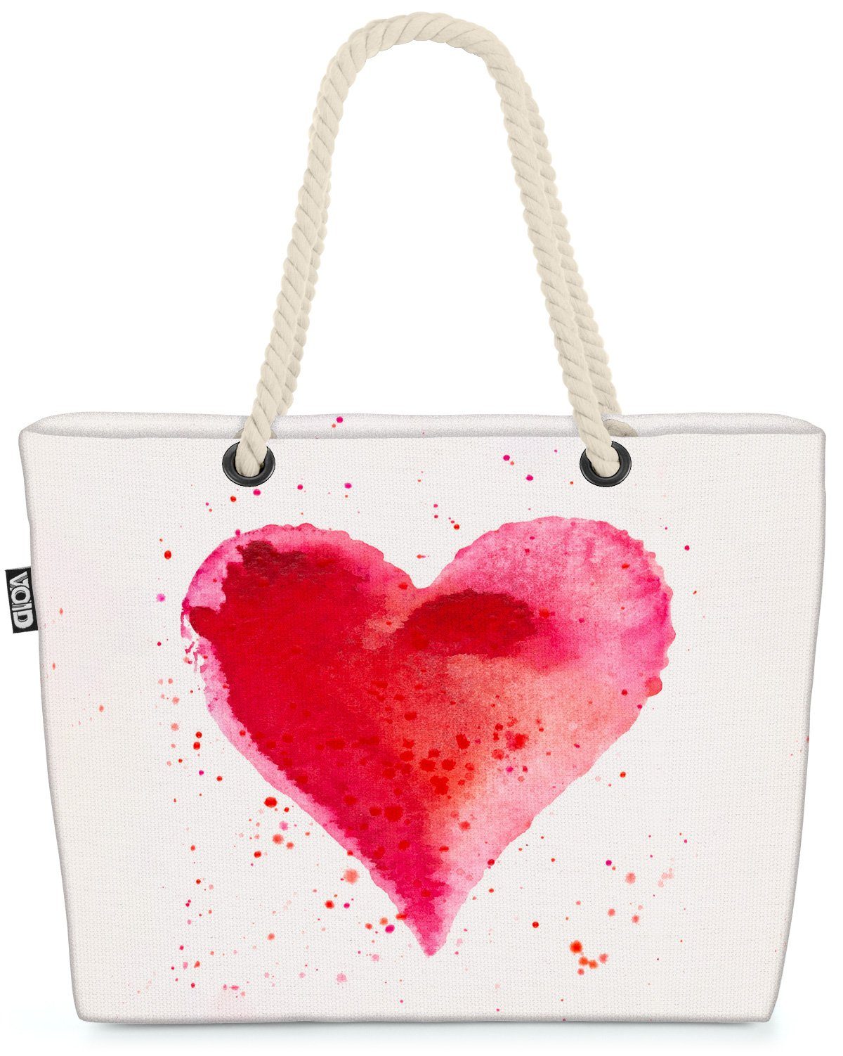 wasserfarben valentin VOID Liebe (1-tlg), wasserfa Strandtasche Herz Valentinstag Muttertag herz