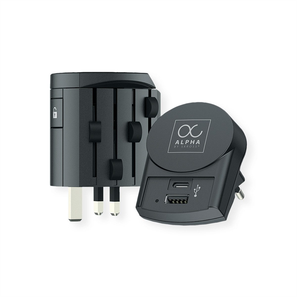 SKROSS Alpha mit Europe USB Charger A/C Universal Reiseadapter Stromadapter, Weltweit