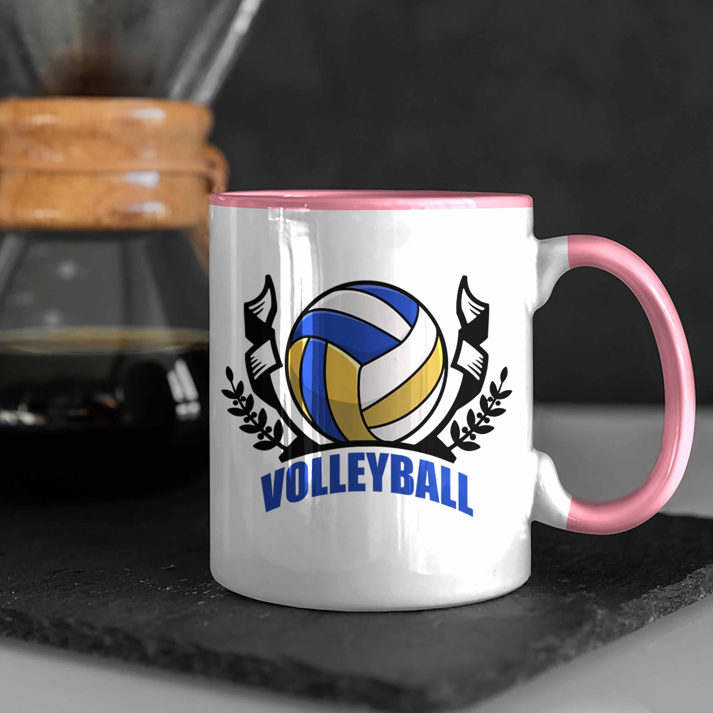 Trendation Tasse Rosa Volleyball-Tasse Volleyball-Spieler Geschenk für Geschenkidee