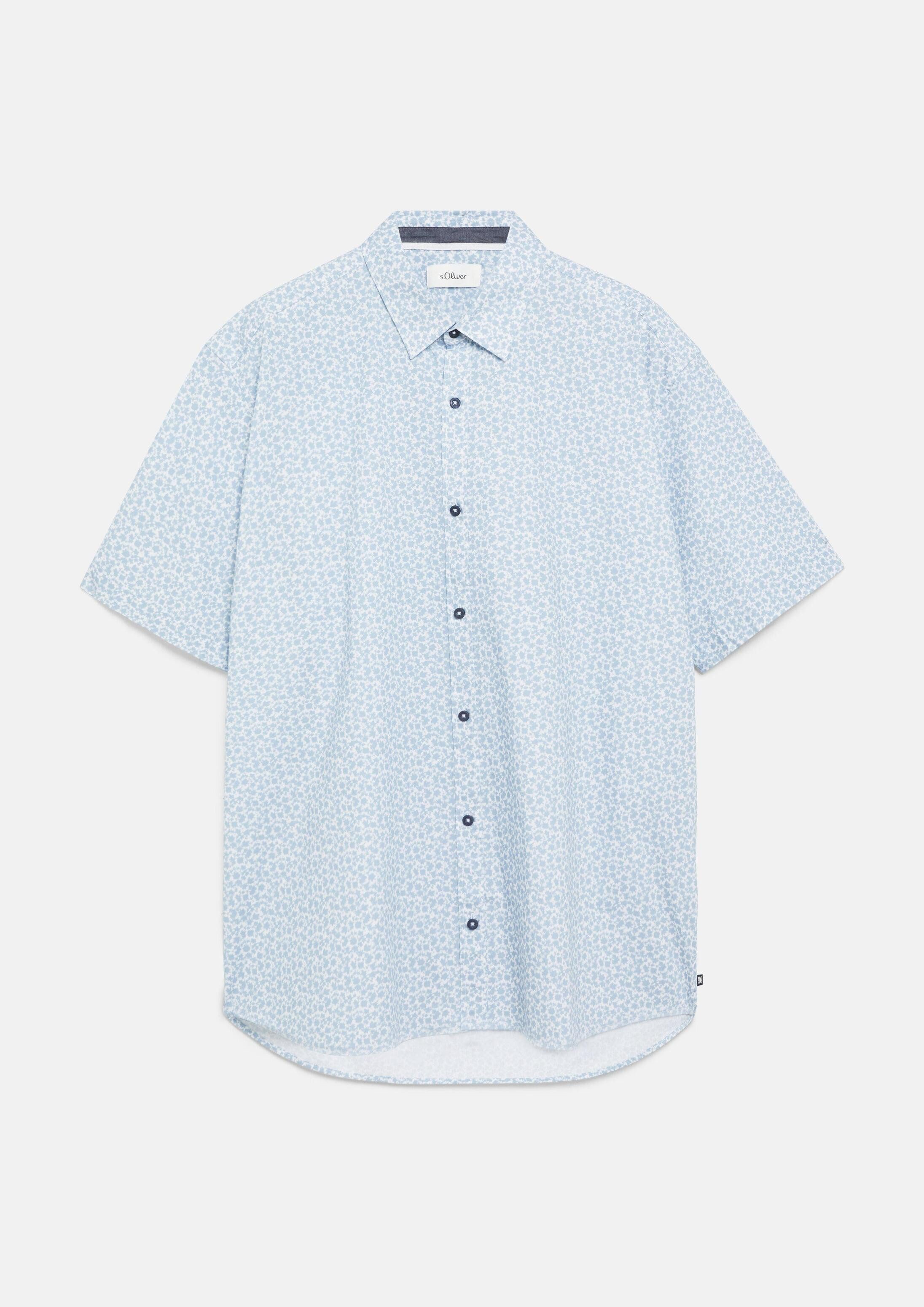 s.Oliver Kurzarmhemd Hemd Regular Fit: Elastisches Kurzarmhemd mit All-over-Print