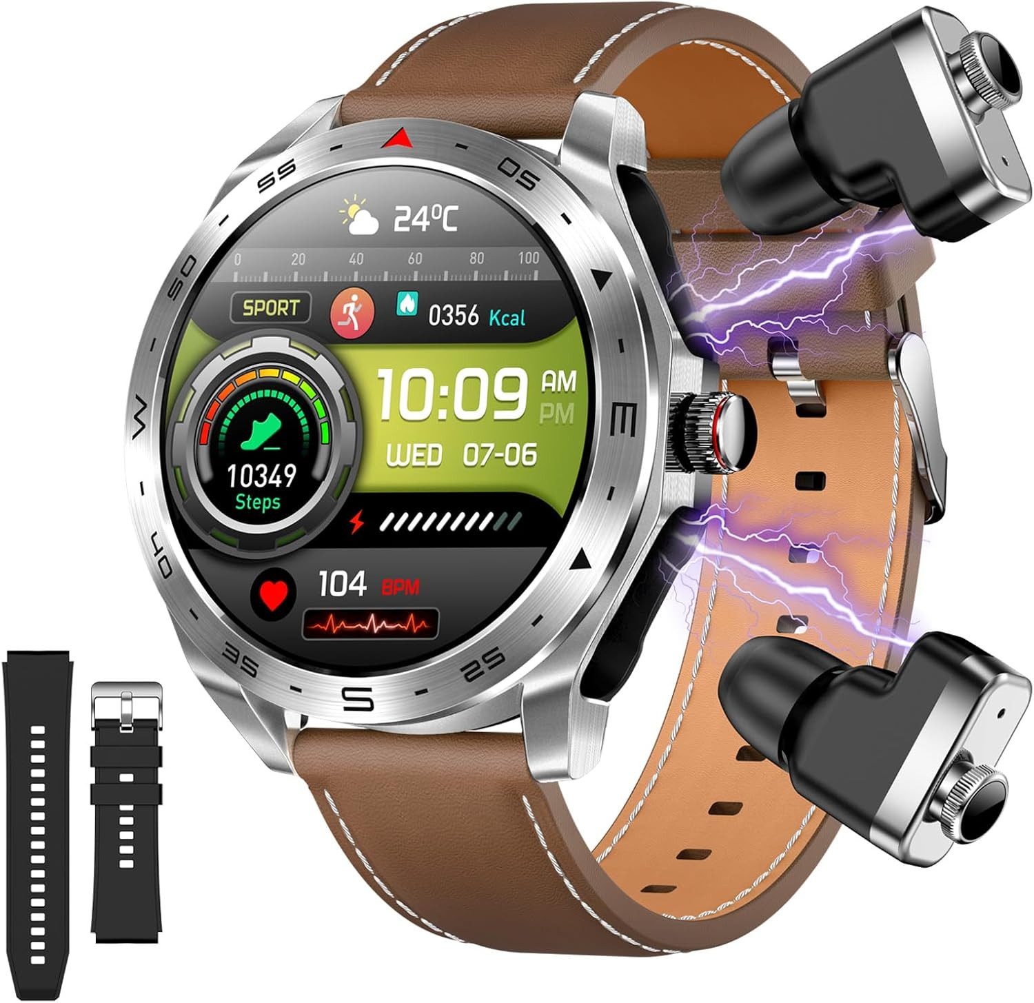 CISIYOO ZNSB01 Smartwatch (4,4 cm, android ios), Smartwatch mit Kopfhörer Bluetooth Telefon Fitnessfunktionen und IP67