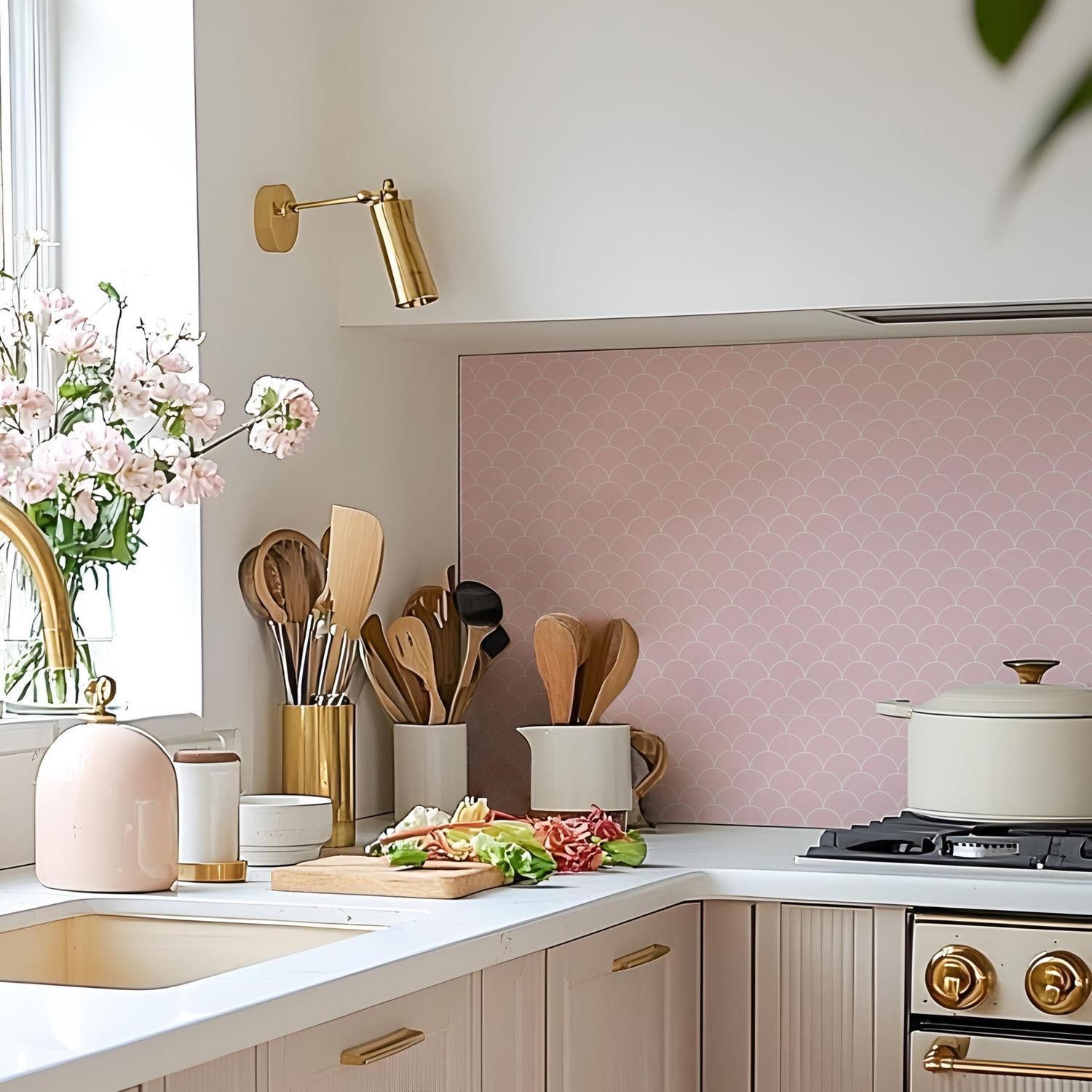 LuxusKollektion Vinylfliesen Selbstklebende Wandfliesen Aufkleber Rosa