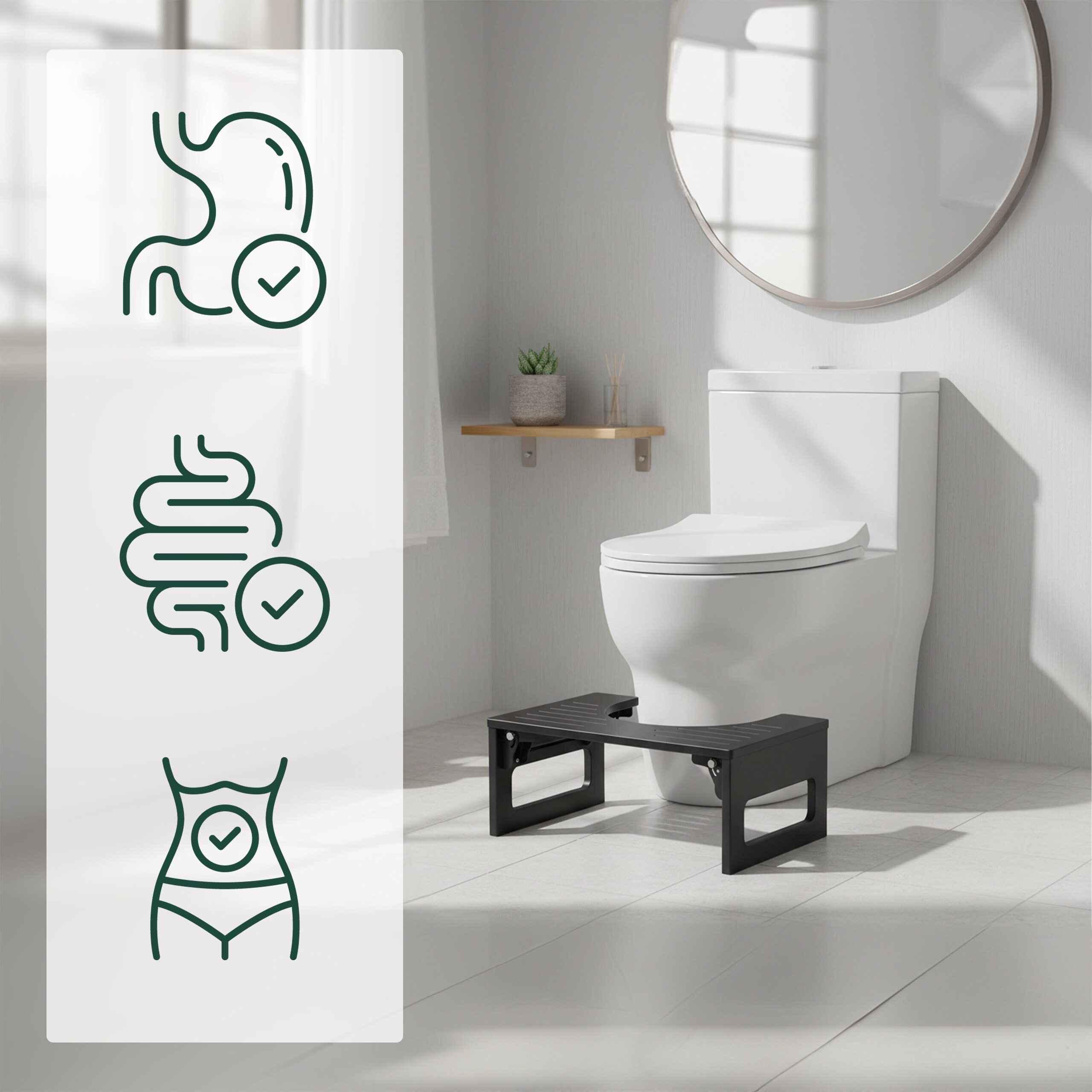 relaxdays Badhocker Klappbarer Toilettenhocker aus Bambus (1 St), schwarz – Bild 3 von 5