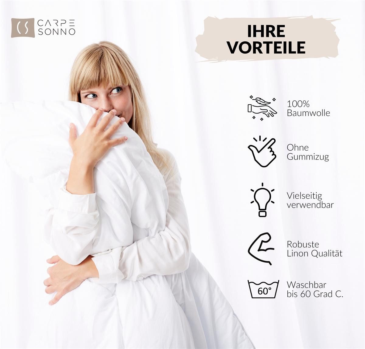 Carpe Sonno Betttuch Linon Haustuch Bettlaken ohne Gummizug Baumwolle Leintuch Laken Decke, Baumwolle, Gummizug: ohne, (1 Stück), Überwurf Bett Sofa Sessel Couch leichte Sommer Bettdecke 150x250