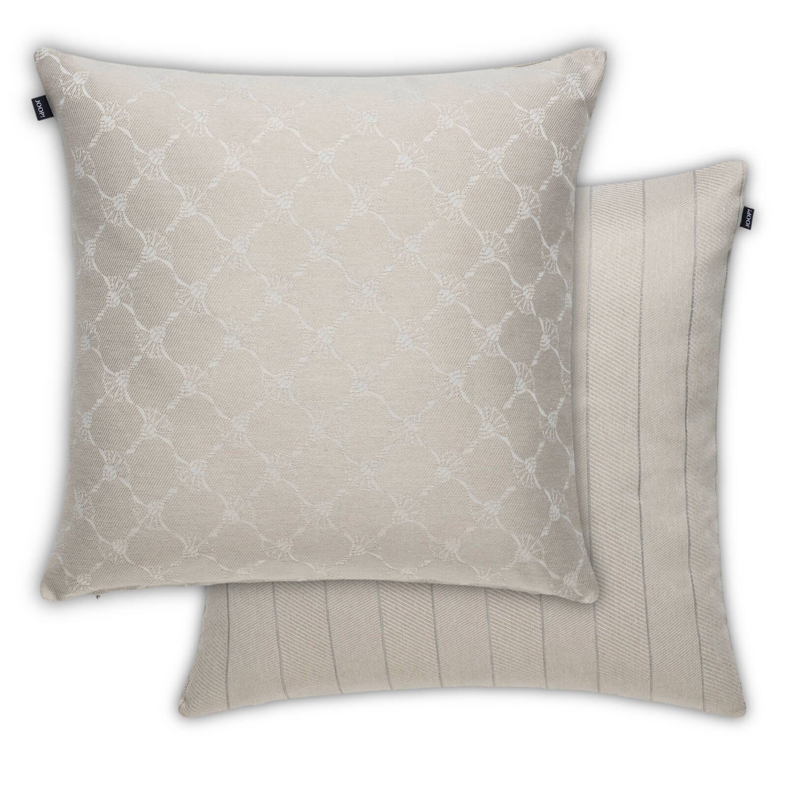 JOOP! Dekokissen Row 50789 Beige, Fischgräten-Design, Kornblumen-Motiv