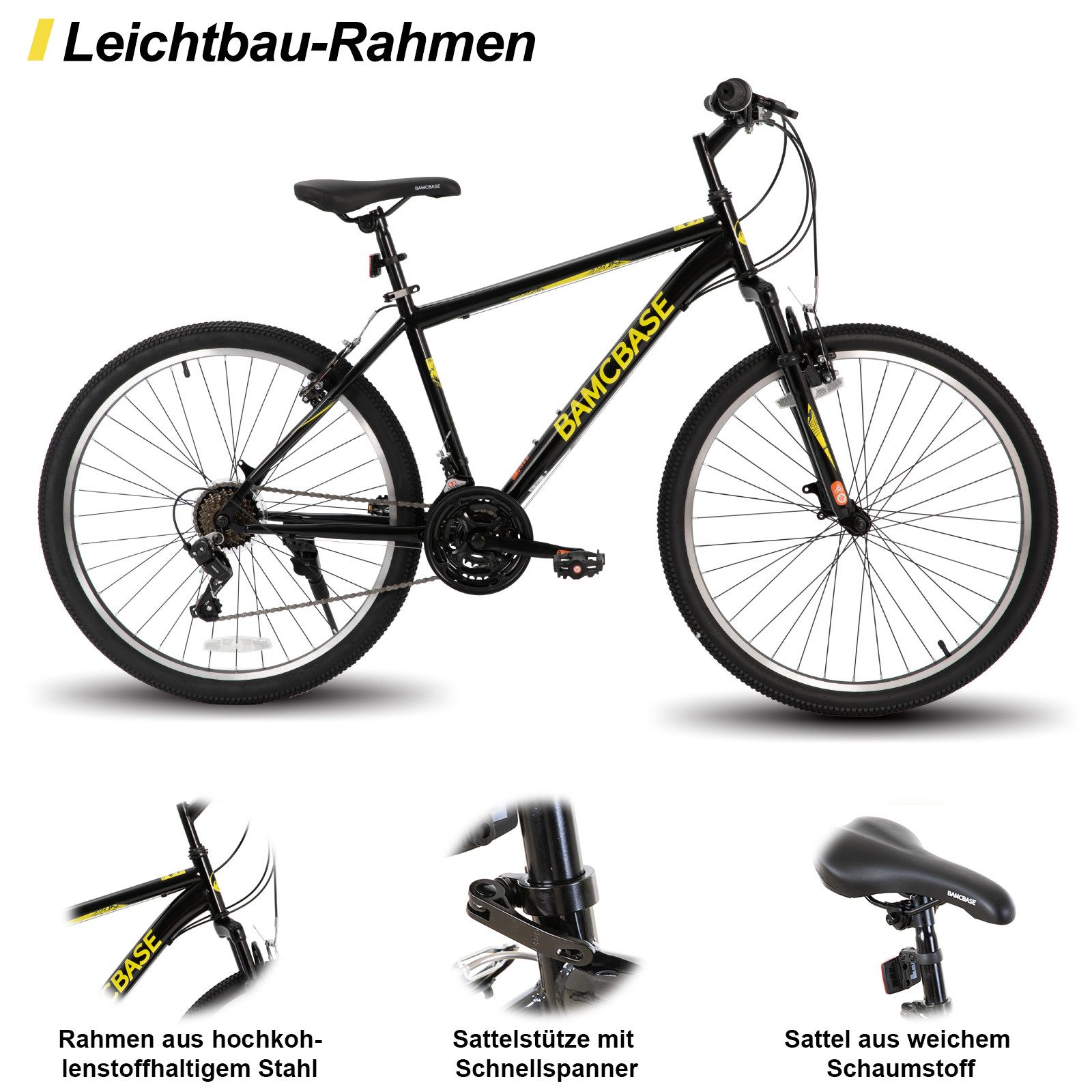 HILAND Mountainbike 26 27,5 29 Zoll bike MTB für Männer Frauen, Studenten-Pendlerfahrrad, mit V-Bremse, 21 Gang, Federgabel, Hochwertiger Rahmen,Kettenschaltung