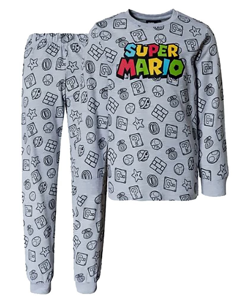 Super Mario Pyjama SUPER MARIO langer Kinder Schlafanzug Jungen 104 110 116 128 140