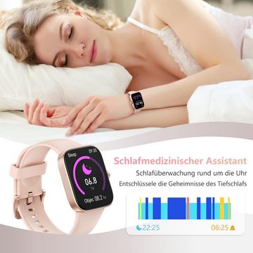 ASWEE Musiksteuerung Smartwatch (1,85 Zoll, Android, iOS), mit Telefonfunktion, IP68, Fitnessuhr mit Schrittzähler 200+Sportmodi