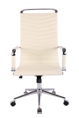 TPFLiving Bürostuhl Battle mit bequemer ergonomisch geformter Rückenlehne (Schreibtischstuhl, Drehstuhl, Chefsessel, Bürostuhl XXL), Gestell: Metall chrom - Sitzfläche: Kunstleder creme