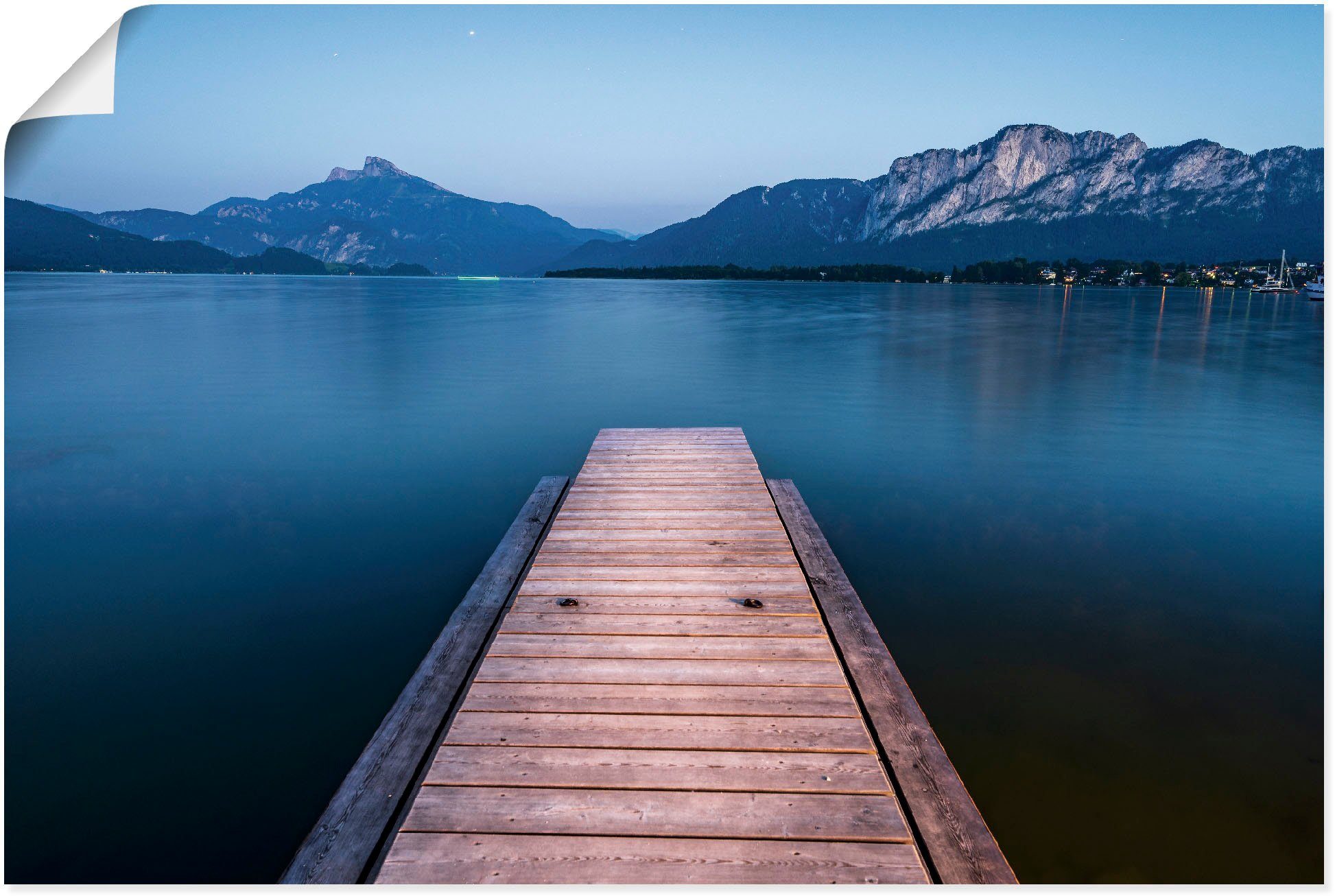 Artland Wandbild »Holzsteg mit Blick auf den Mondsee«, Seebilder (1 Stück), in vielen Größen & Produktarten - Alubild / Outdoorbild für den Außenbereich, Leinwandbild, Poster, Wandaufkleber / Wandtattoo auch für Badezimmer geeignet-Otto