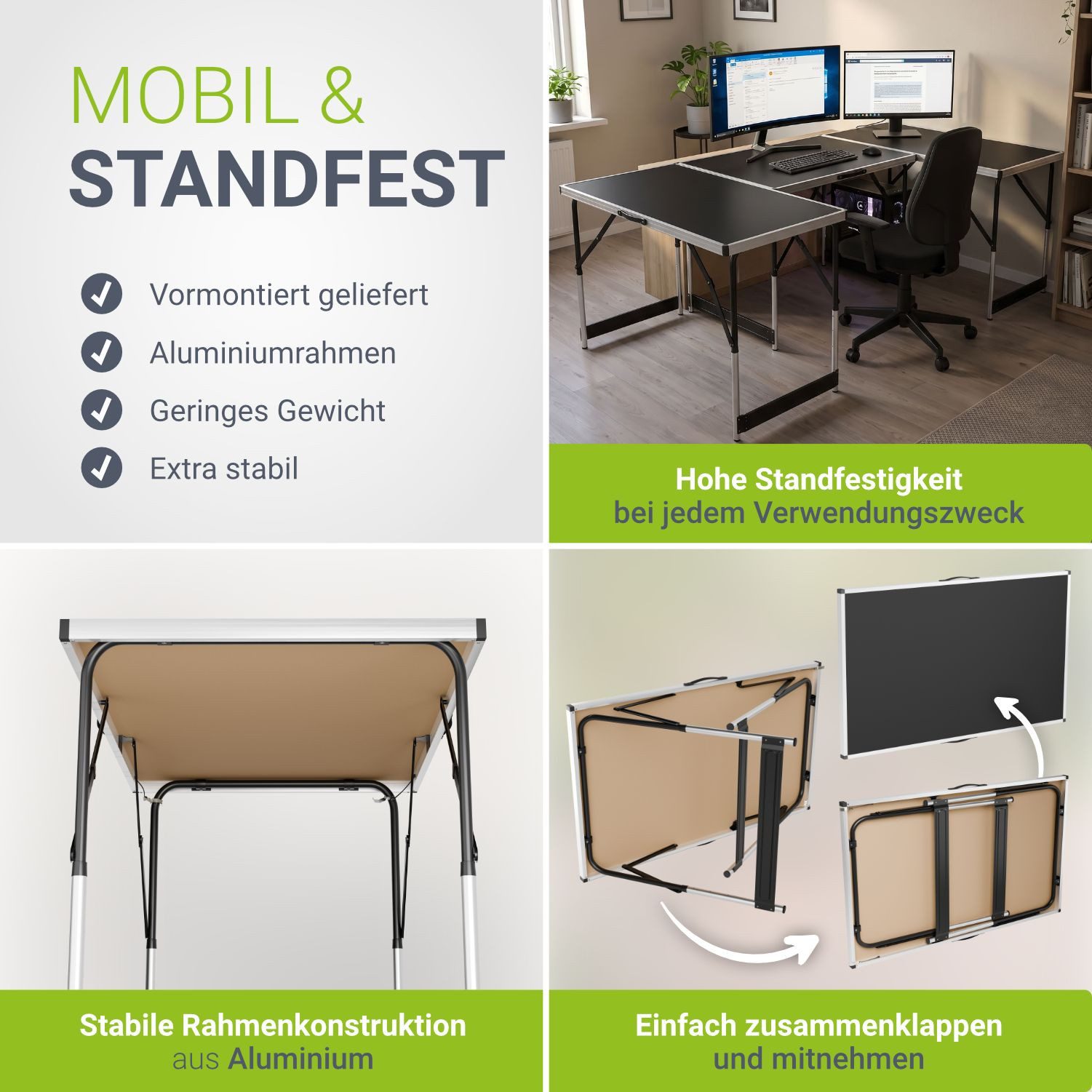 Juskys Tapeziertisch, 100x60x73 cm, 30 kg Tragkraft, platzsparend und standfest – Bild 3 von 5