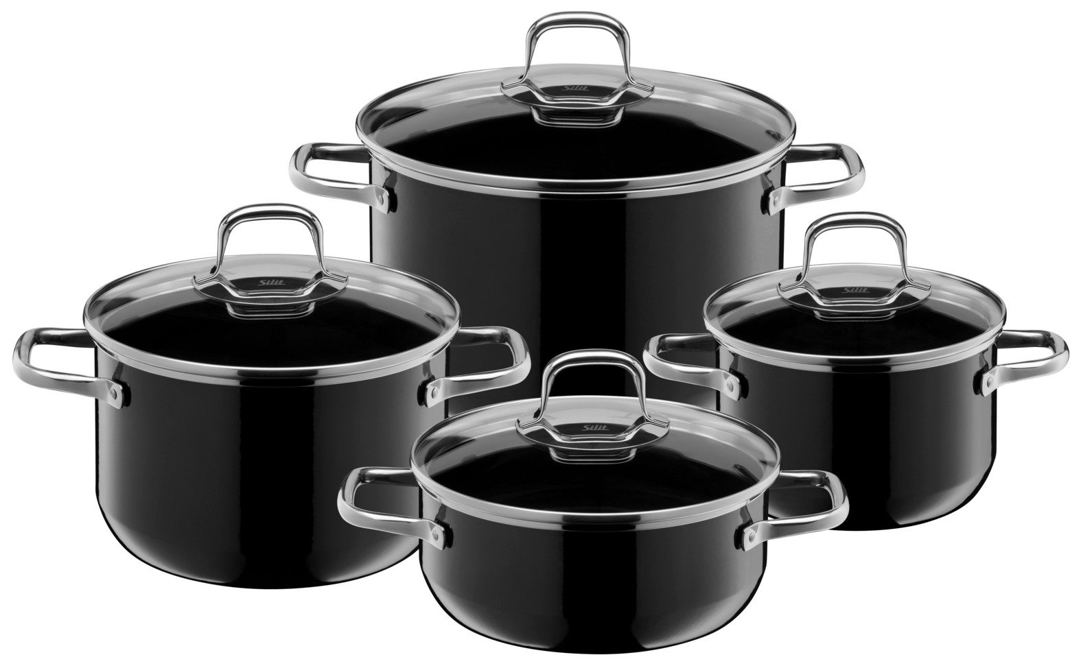 Silit Topf-Set Silit Silargan® Elegance Topf-Set, 4-teilig, Black, Silargan Funktionskeramik (Kochtopf Set, mit Glasdeckel), Made in Germany