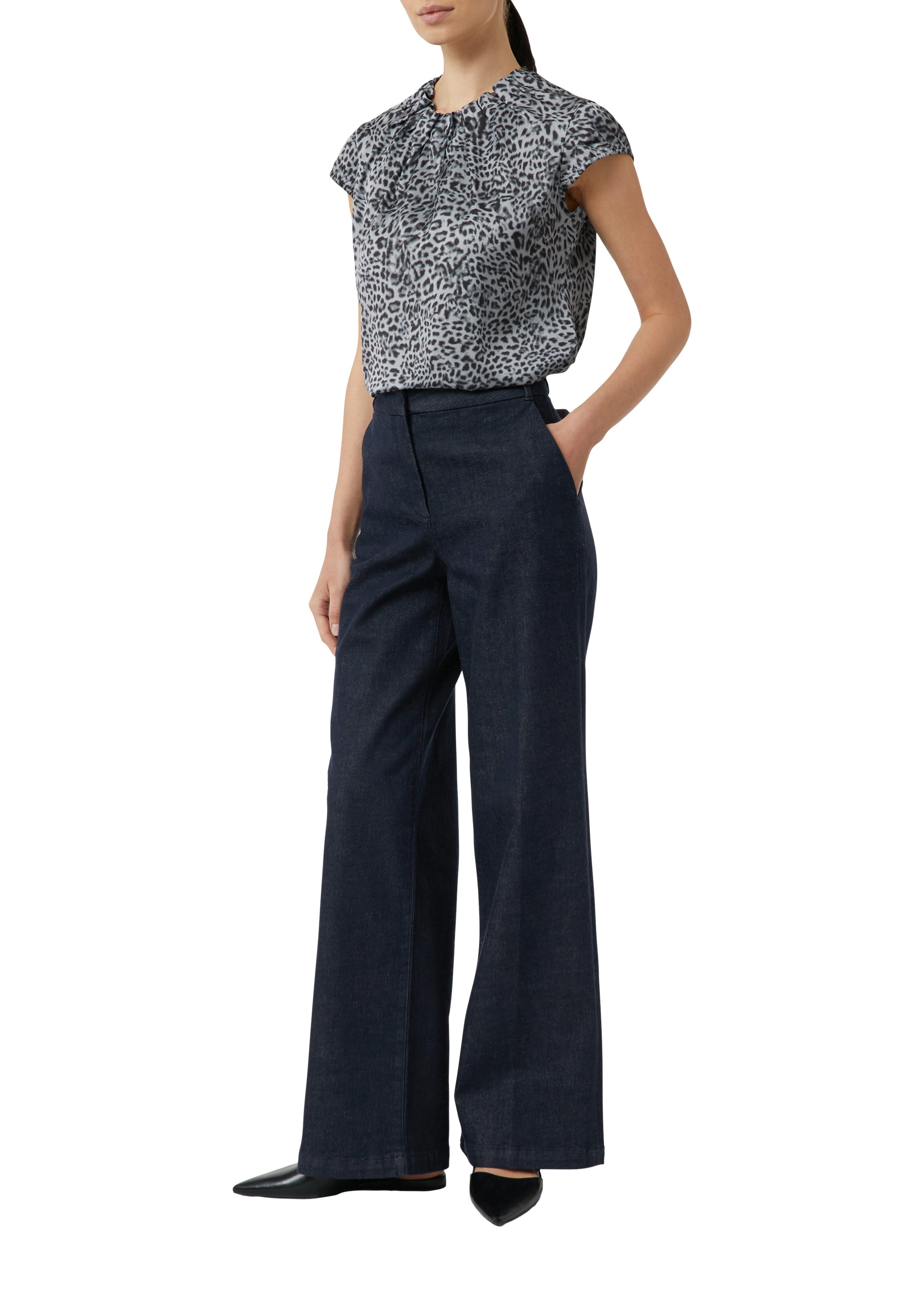 Comma Satinbluse mit All-Over Print günstig online kaufen