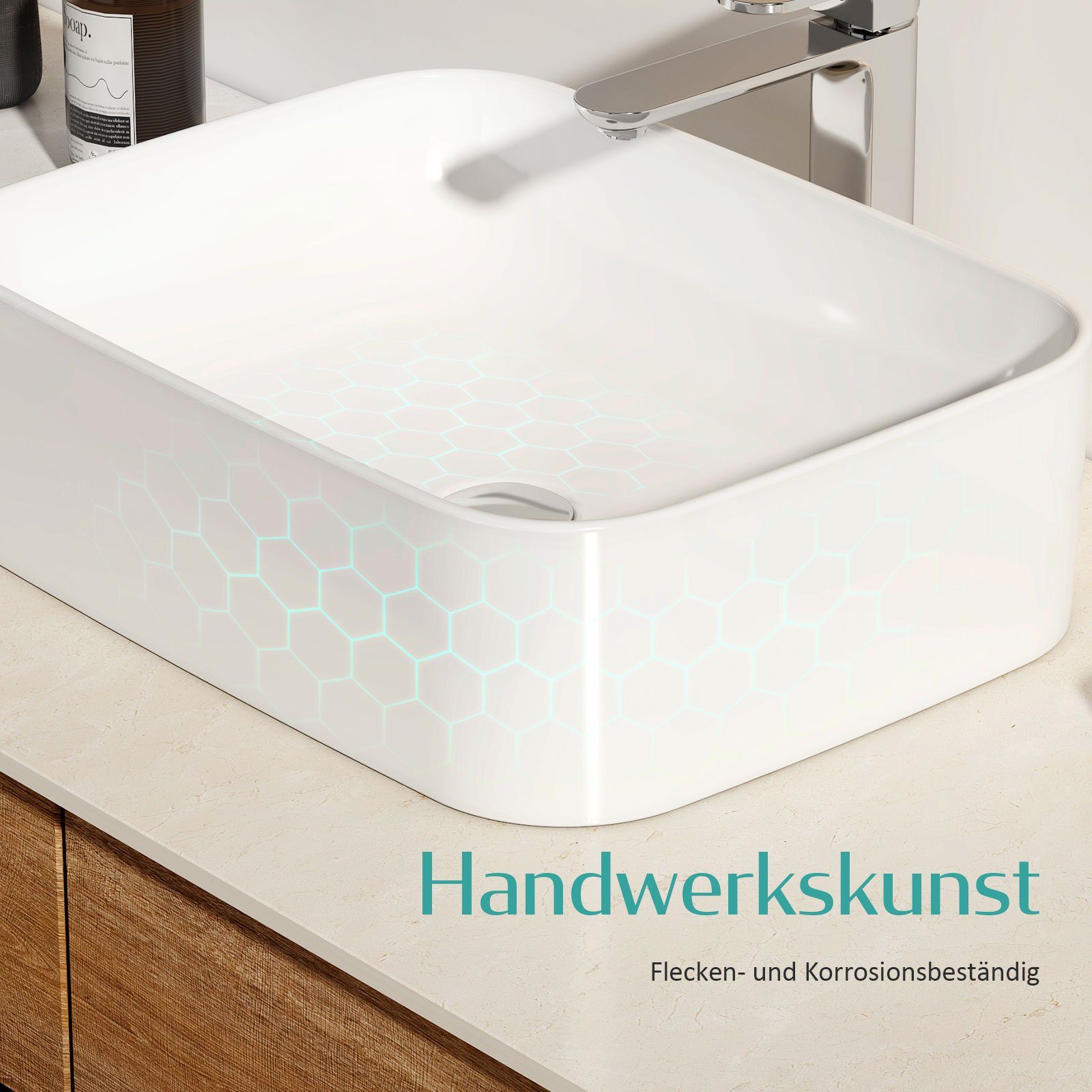 EMKE Aufsatzwaschbecken Eckiger Waschbecken Keramik Waschbecken günstig online kaufen
