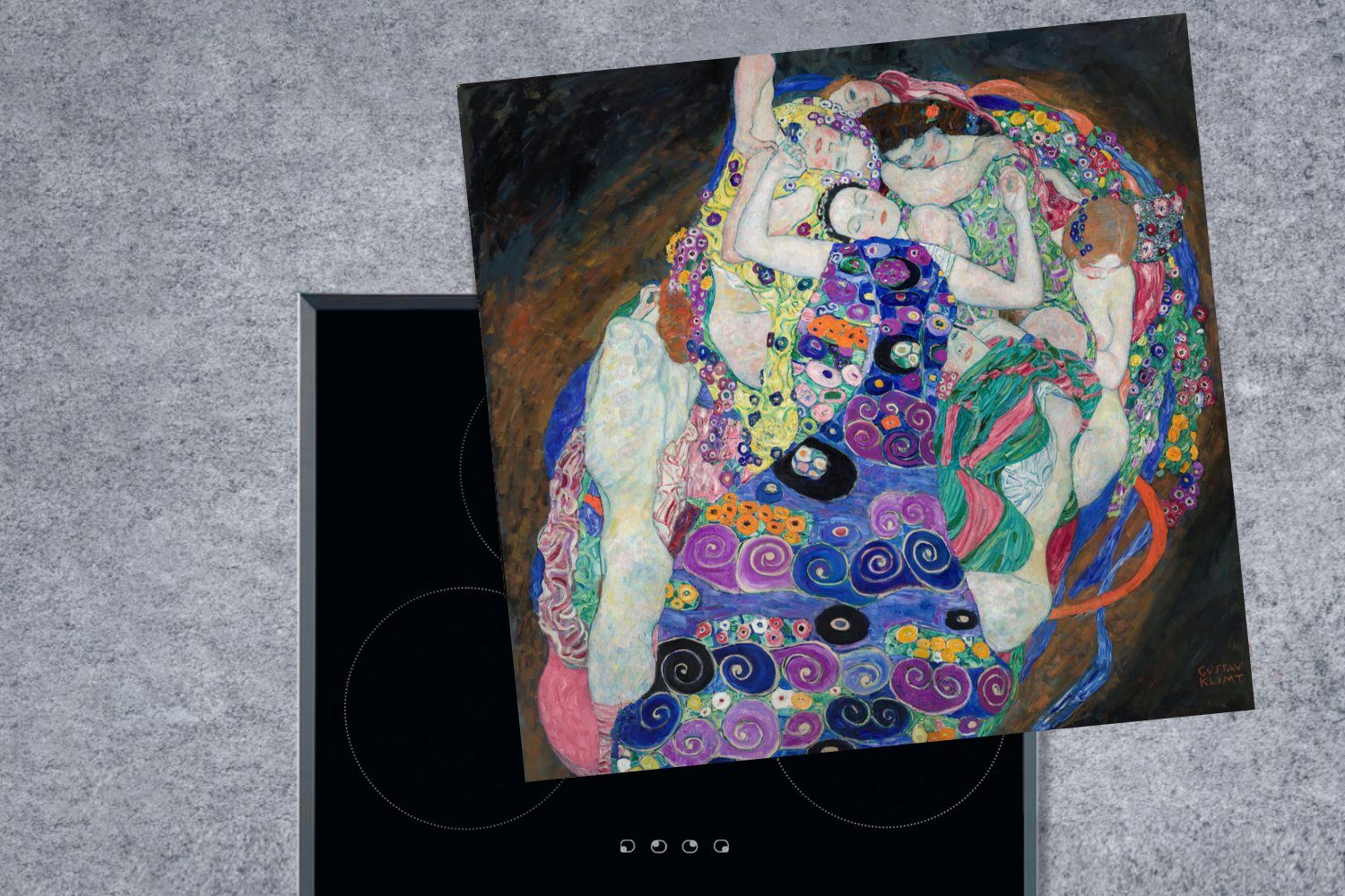 tlg), (1 MuchoWow Gemälde Arbeitsplatte Die cm, Klimt, - Ceranfeldabdeckung, für Vinyl, von 78x78 Jungfrauen Gustav küche Herdblende-/Abdeckplatte