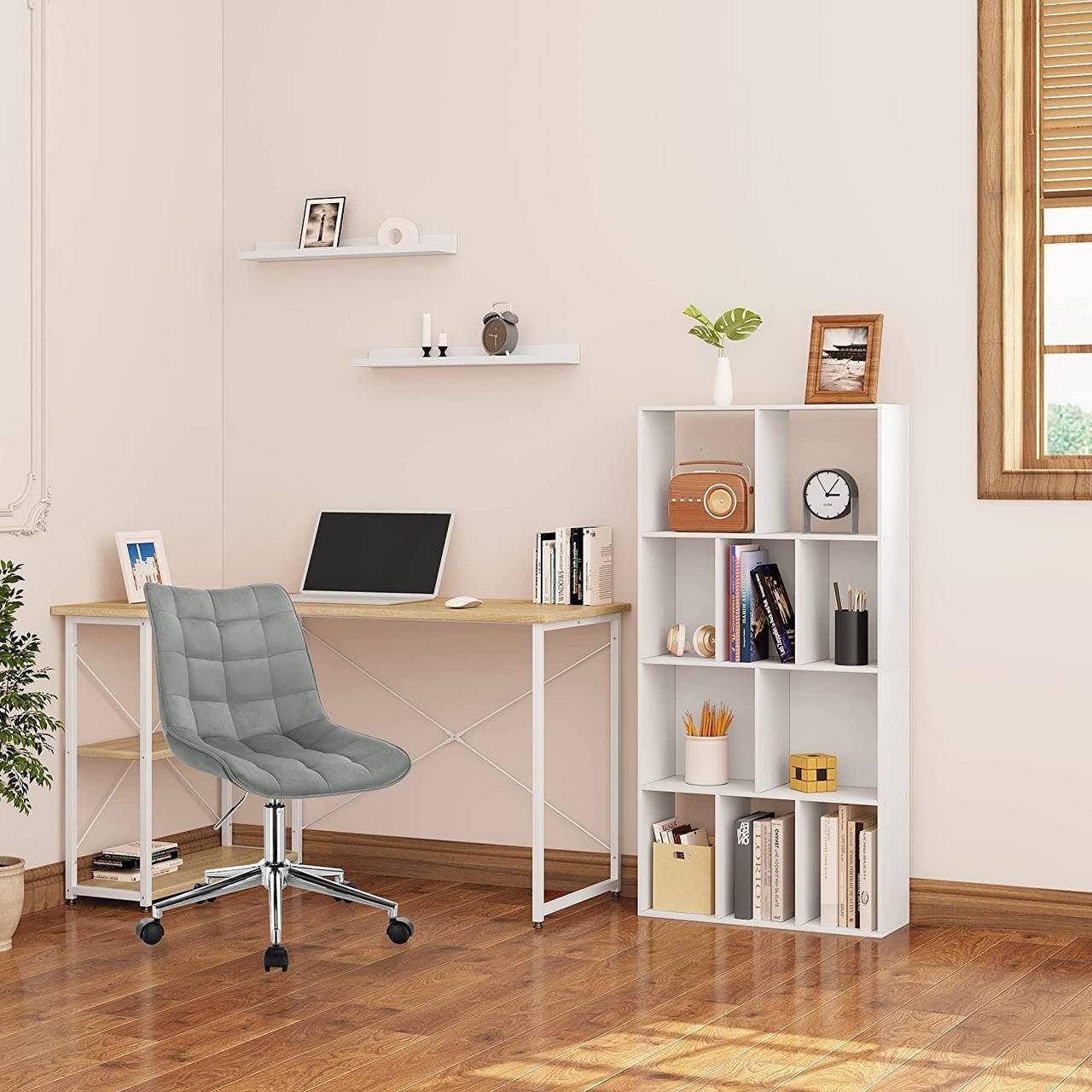 Woltu Bücherregal, 1-tlg., mit 4 Ebenen, Regal mit 10 Fächern, mit Kippschu günstig online kaufen