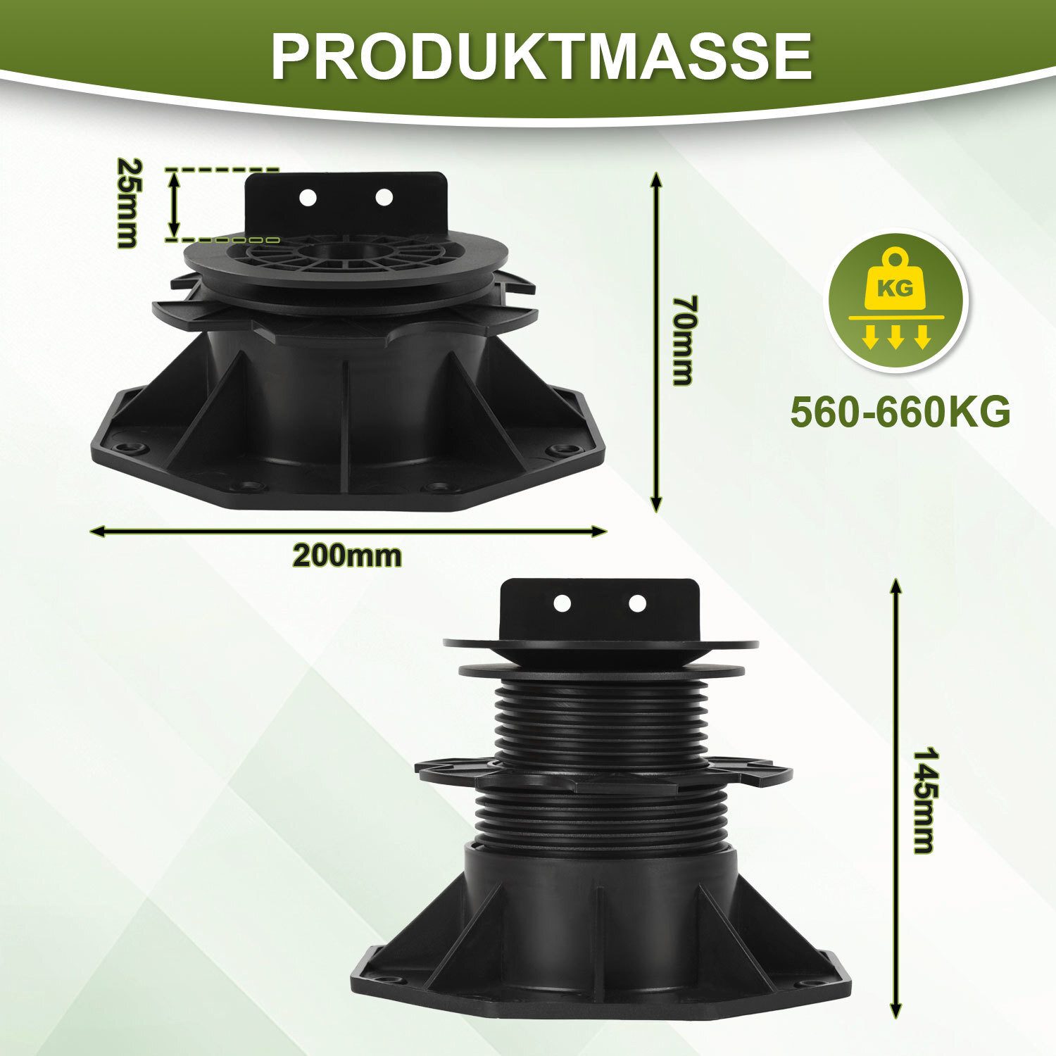 Clanmacy Terrasse Terrasse Balkenlager 75-145mm 0-5% Gefälleausgleich matt 20er Set