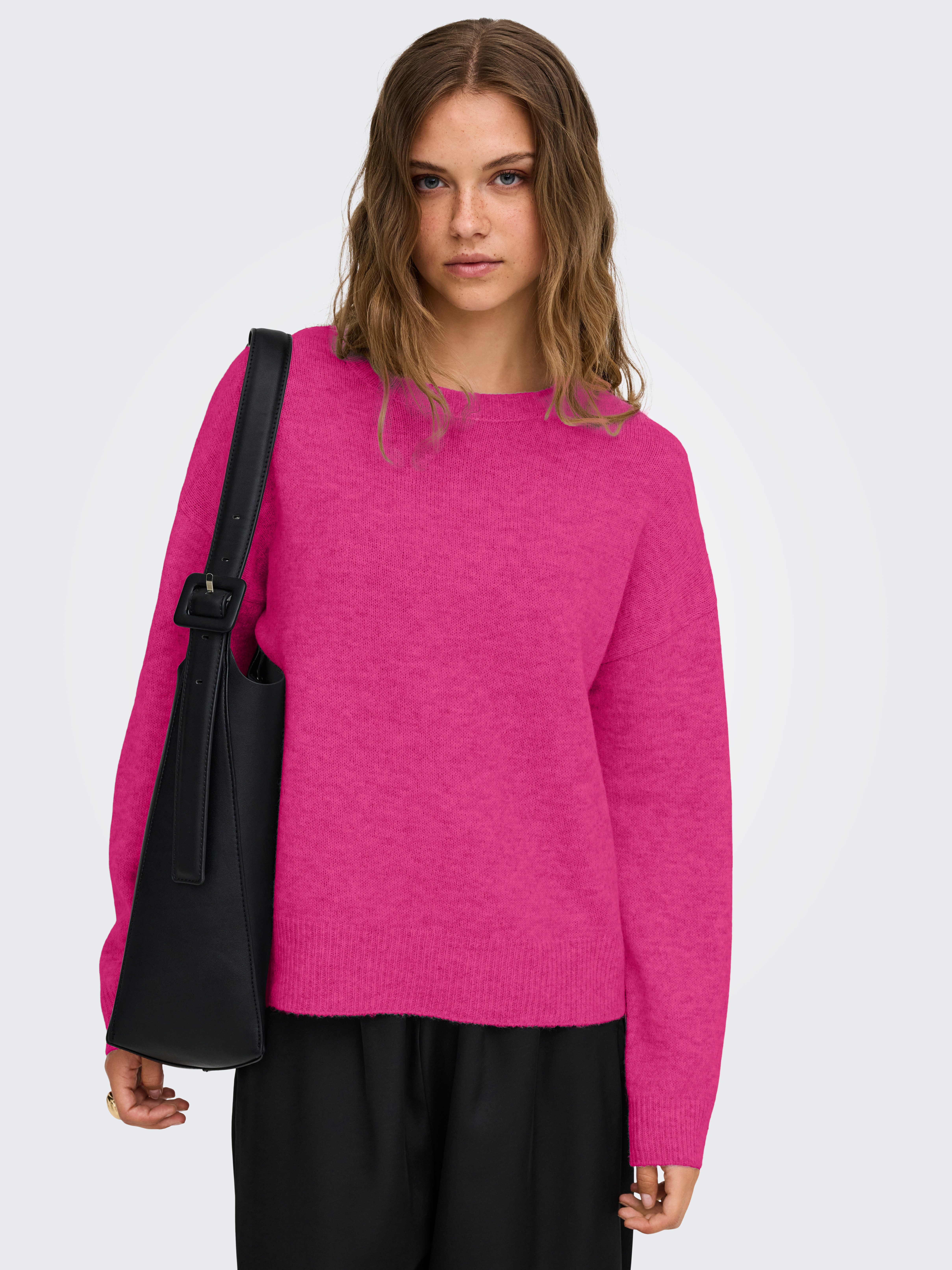 ONLY Strickpullover ONLOLIVIA LS O-NECK CC KNT Materialmix, regular fit