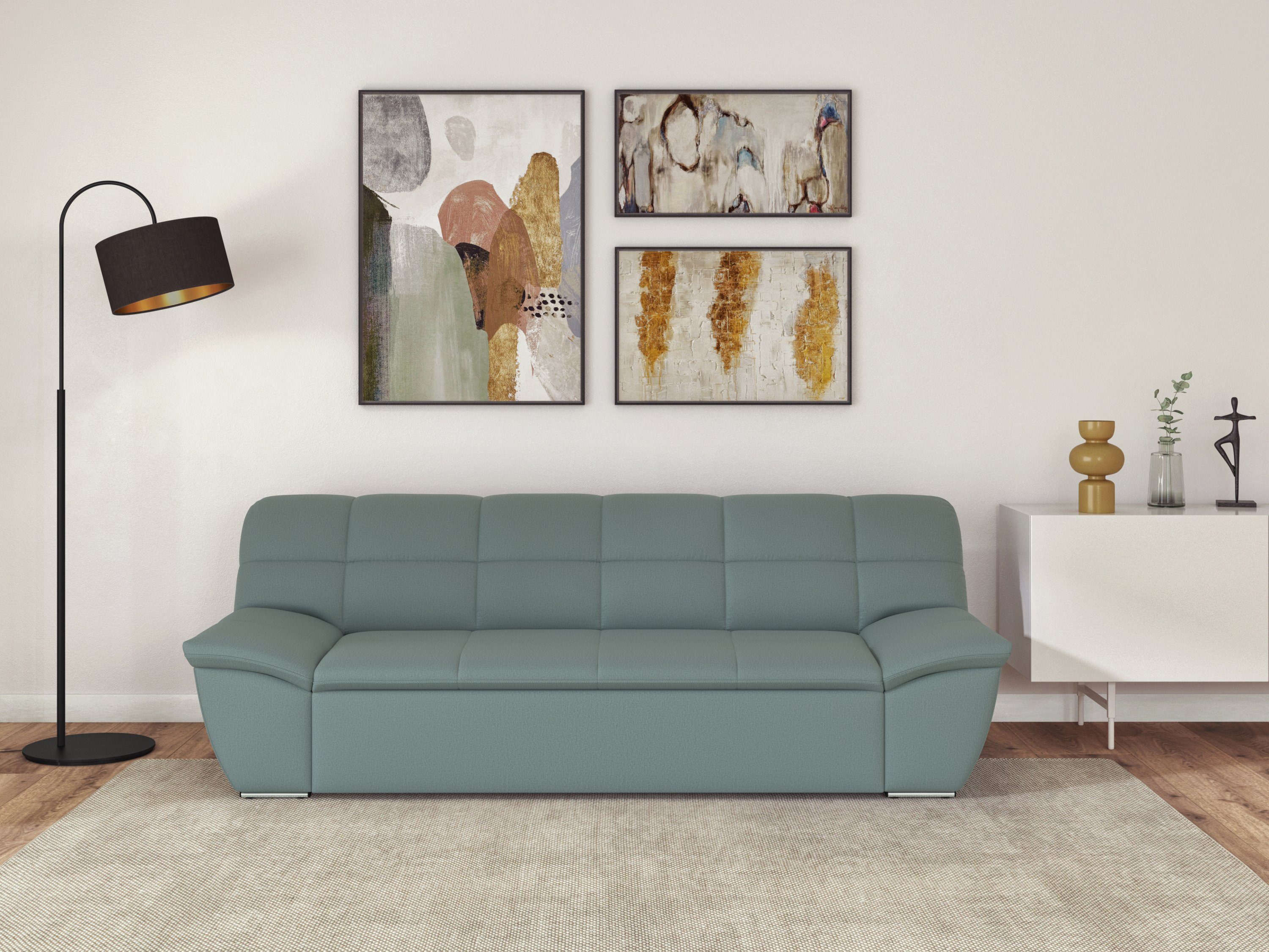 DOMO collection 3-Sitzer Splash, moderne Steppung im Sitz und Rücken, komfortabel, flache Armlehnen zum Entspannen