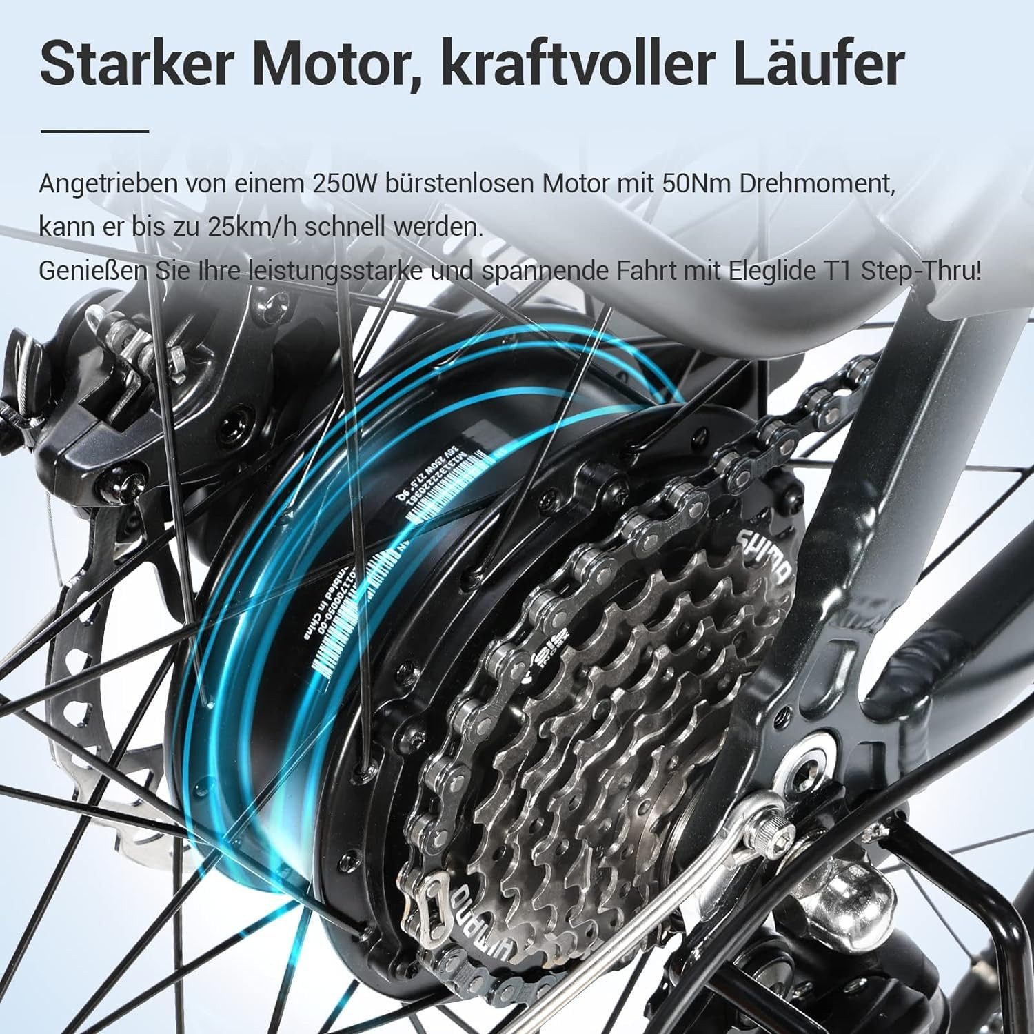 Thumbnail - Eleglide E-Bike Cityrad T1 Step-Thru, 7 Gang Shimano, Nabenschaltung, (Set, mit Akku Ladegerät, mit Werkzeug), EU-konfor...