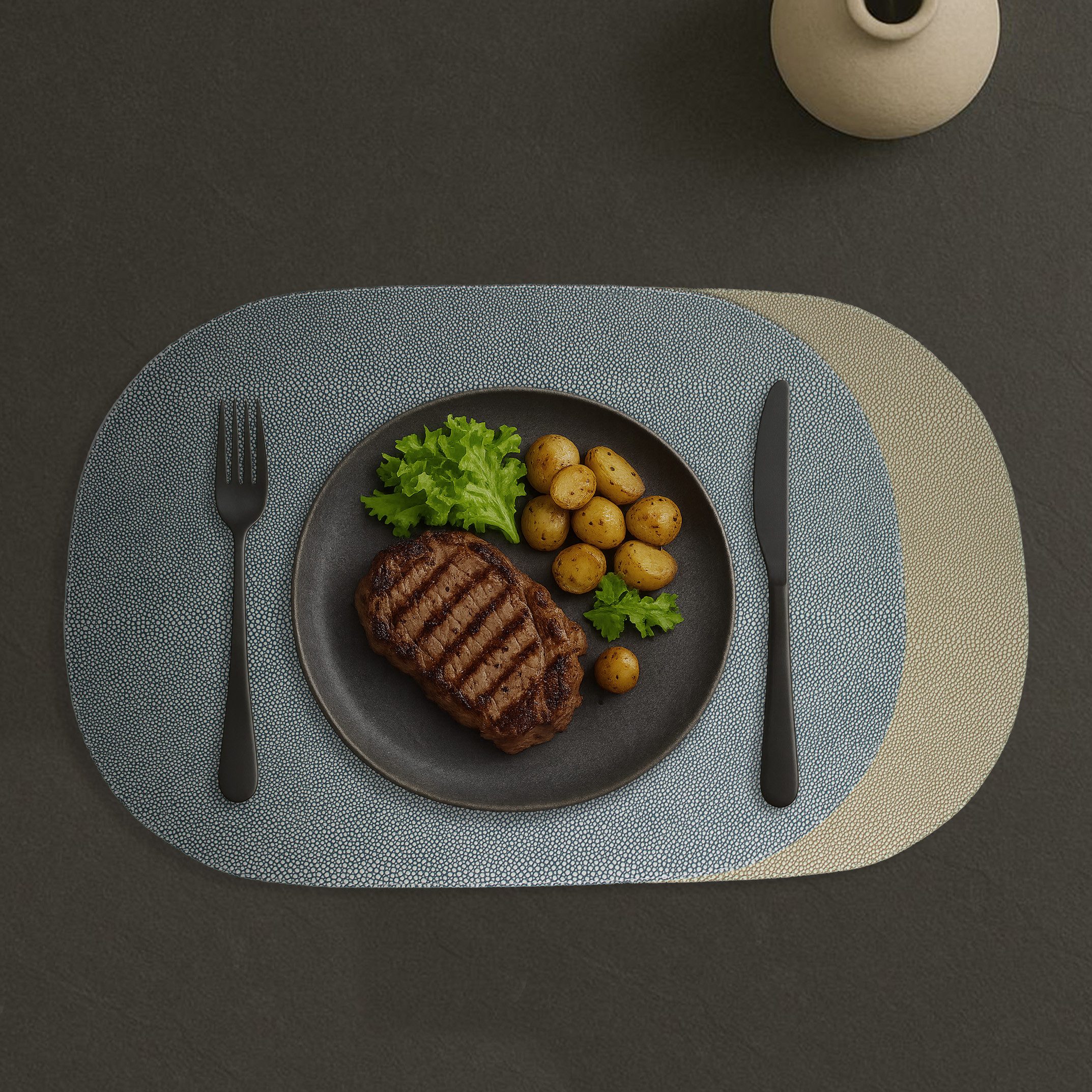 Signature Home Collection Platzset Столові набори 6-er Set oval Rochen Optik beidseitig verwendbar, (Set, 6-St., Tischset 6-er Set Kunstleder 45 x 33 cm), beidseitig verwendbar mit 2 unterschiedlichen Кольора(ів)