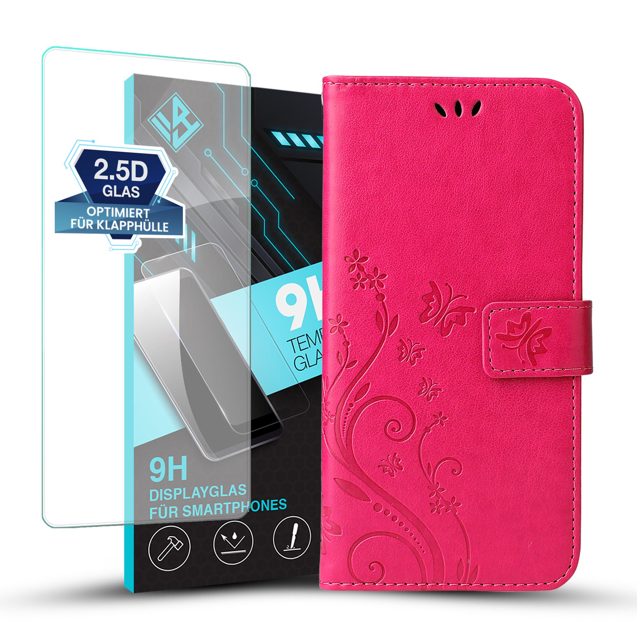 Tec-Expert Handyhülle Cover Tasche Hülle für Xiaomi 13T / 13T Pro 6.67 Zoll, 6.67", Klapphülle Case mit Kartenfach, Motiv Blumen, mit Schutzglas