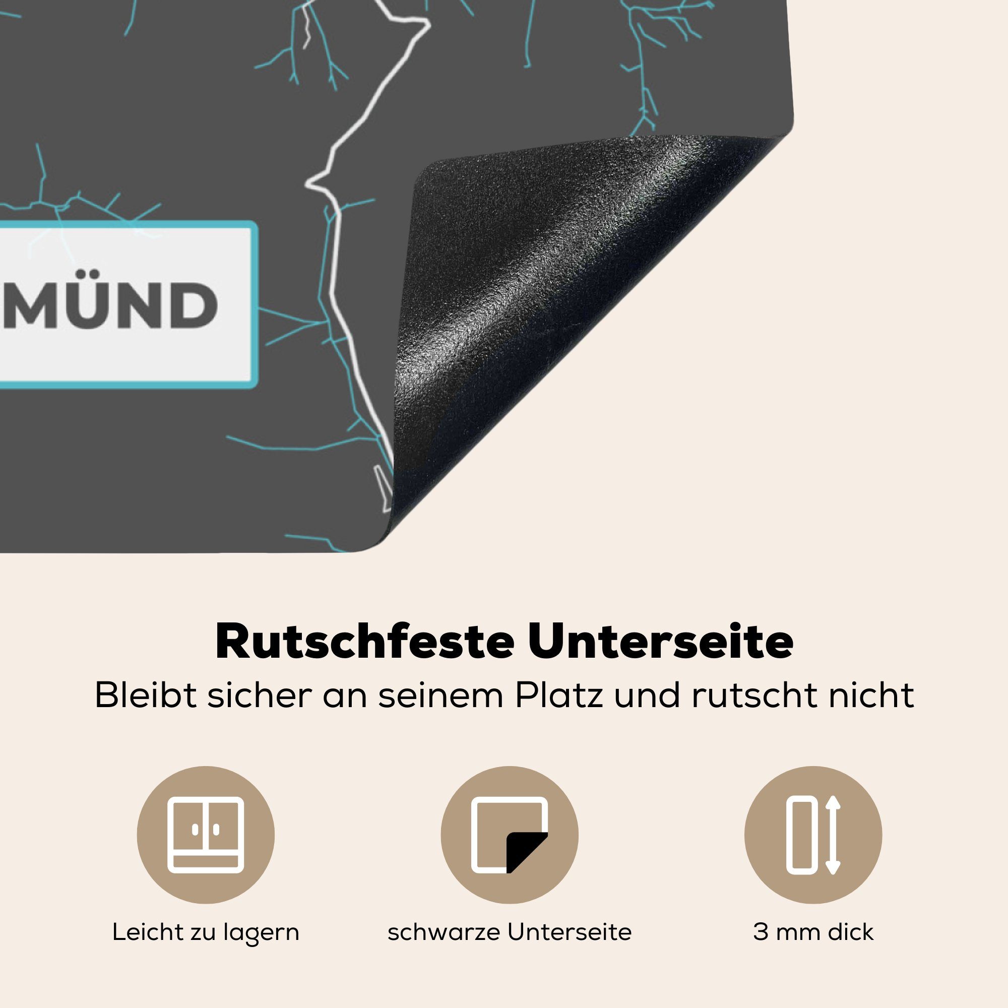 tlg), MuchoWow - Stadtplan - cm, (1 Karte Arbeitsplatte Deutschland Herdblende-/Abdeckplatte Gmünd, Blau - für - Vinyl, küche Ceranfeldabdeckung, 78x78 Schwäbisch