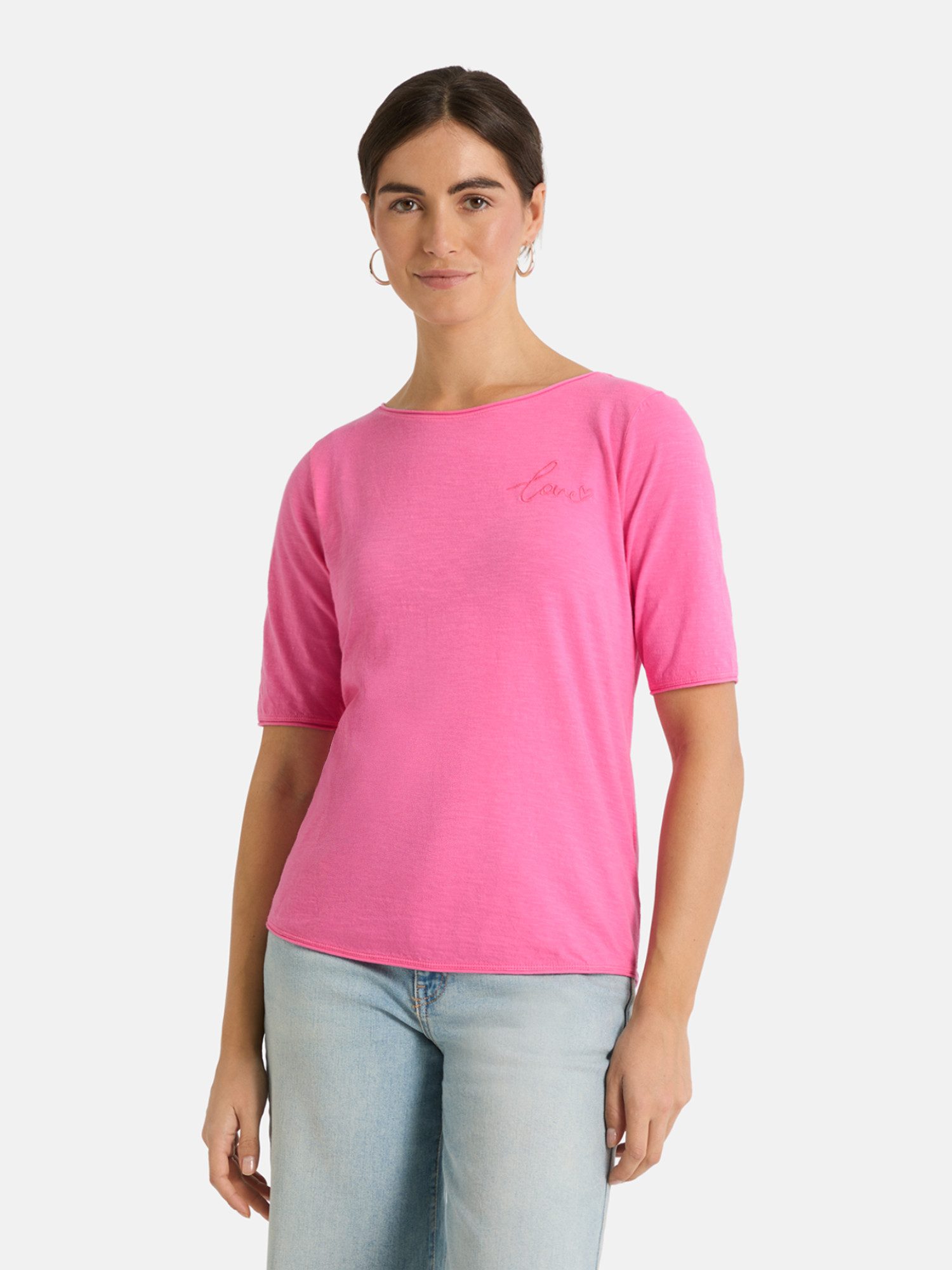 Lieblingsstück Rundhalsshirt CandiceEP mit Statement-Stickerei und im Batik-Look