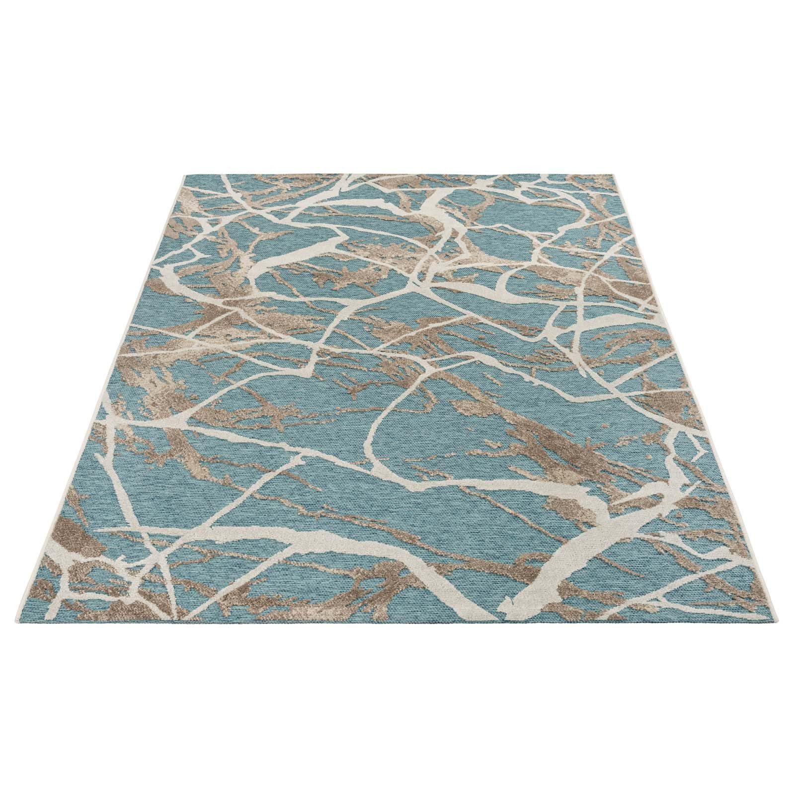 TaraCarpet Teppich TaraCarpet In und Outdoor Teppich Fantasy Marmor, rechteckig, Höhe: 5 mm, Mamor blau Wohnzimmer Balkon Terasse Esszimmer 160X230