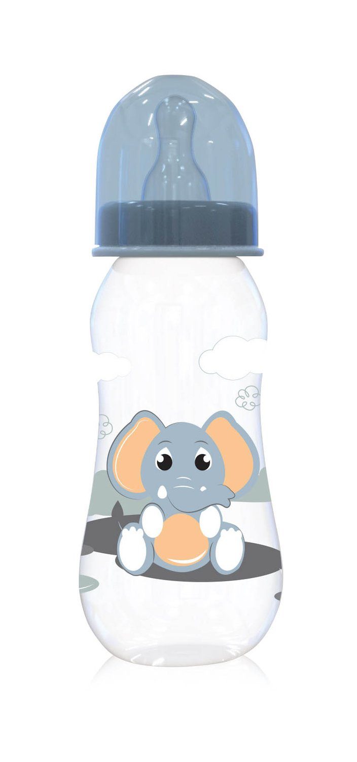 Schutzdeckel ab blau Babyflasche Geburt Tiere, Silikonsauger Größe Care 0+ ml 250 Baby Babyflasche