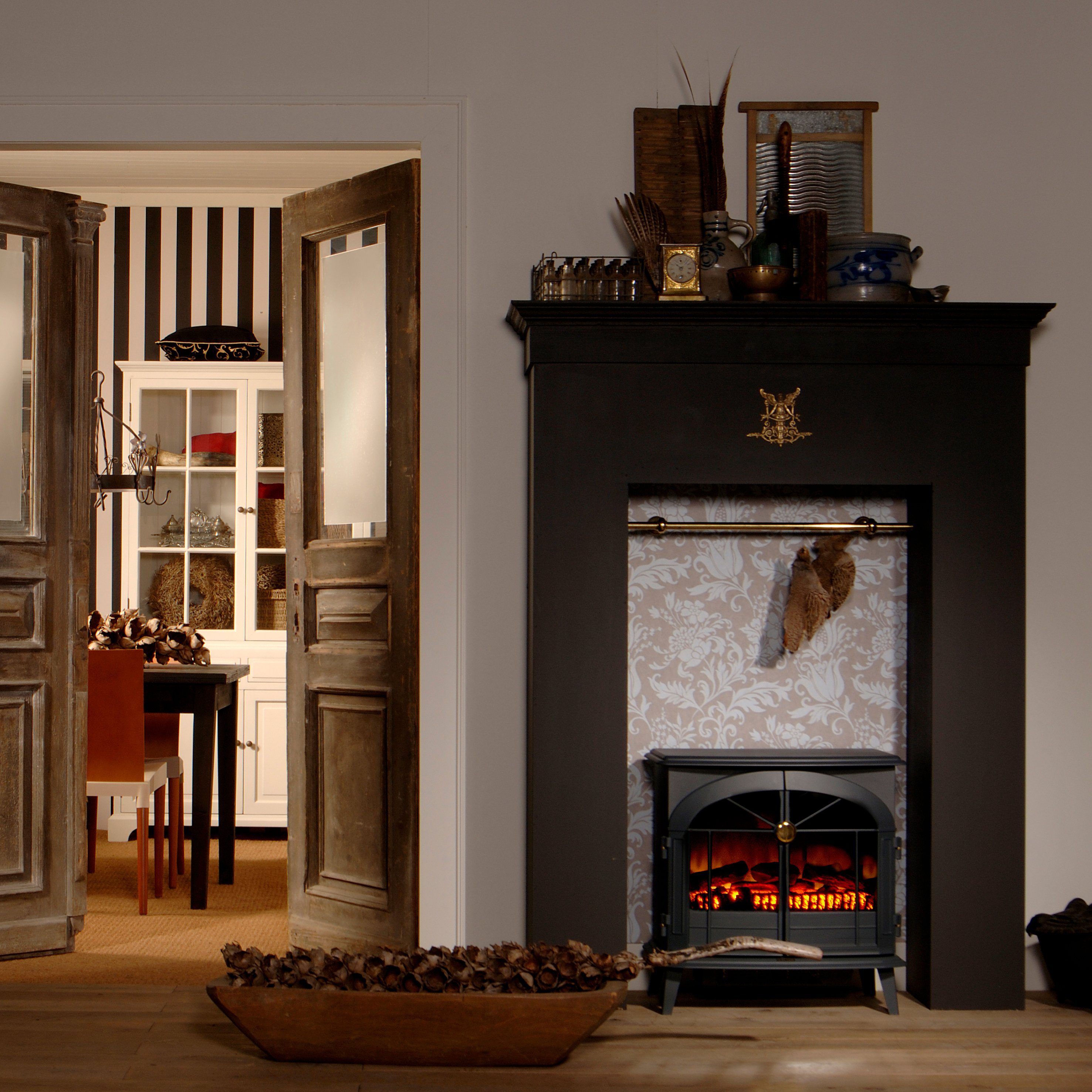 Dimplex Elektrokamin Stockbridge, schwarz, mit Heizung, Fernbedienung, 3D Optimyst® Flammeneffek