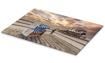 Posterlounge Acrylglasbild Dennis Stracke, Morgens am Nordsee Strand von Sankt Peter-Ording, Badezimmer Maritim Fotografie