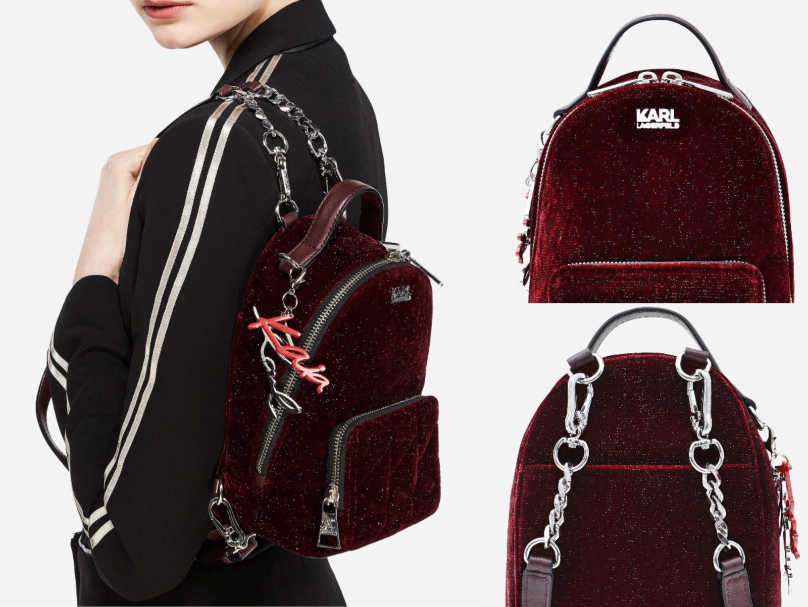 KARL LAGERFELD Rucksack KARL LAGERFELD X KAIA LIMITED MINI SPARKLING SAMT BACKPACK RUCKSACK TA