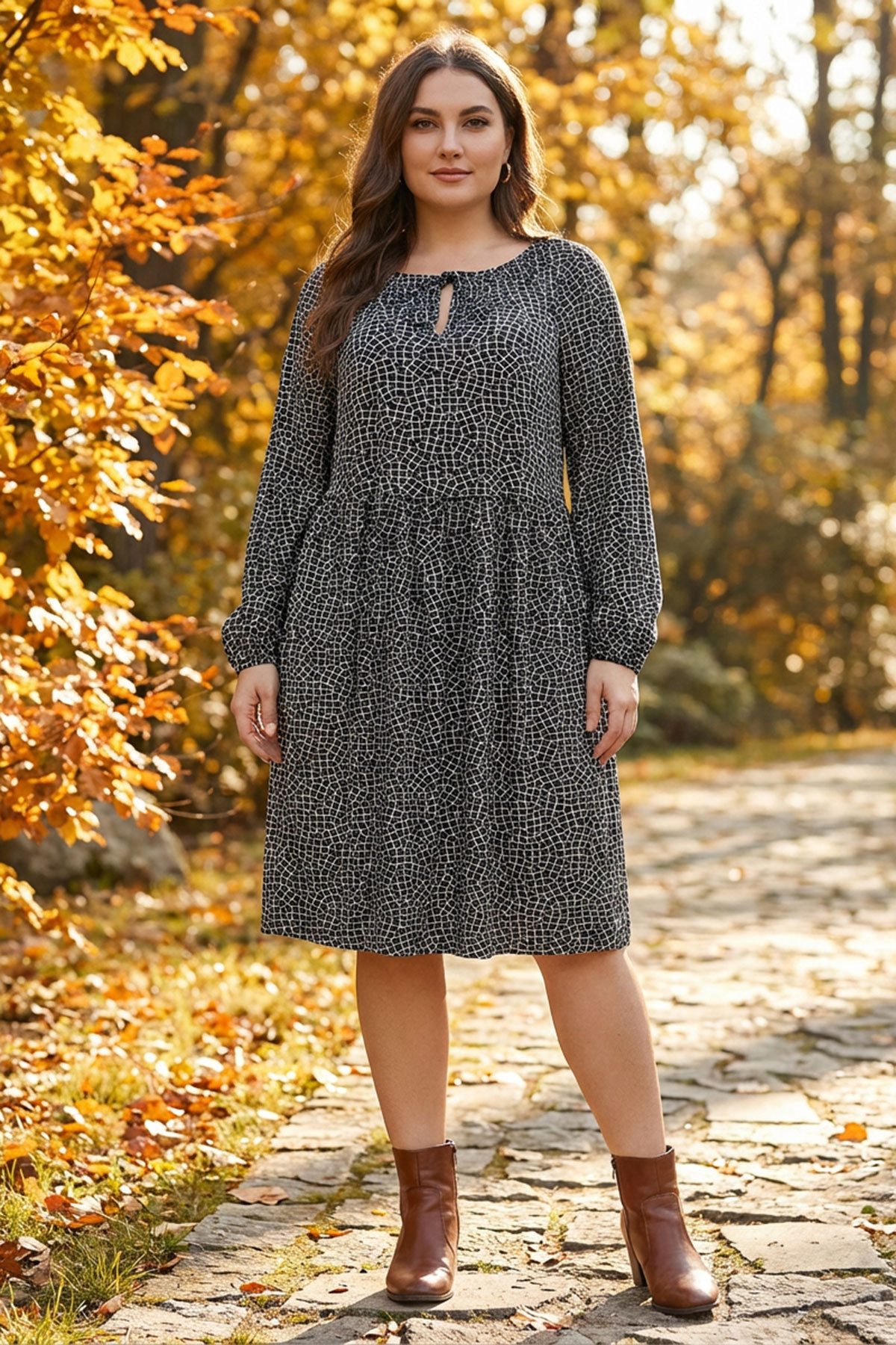 Stil Diva Minikleid Midikleid in Übergröße mit Kragen und langen Ärmeln, ab günstig online kaufen