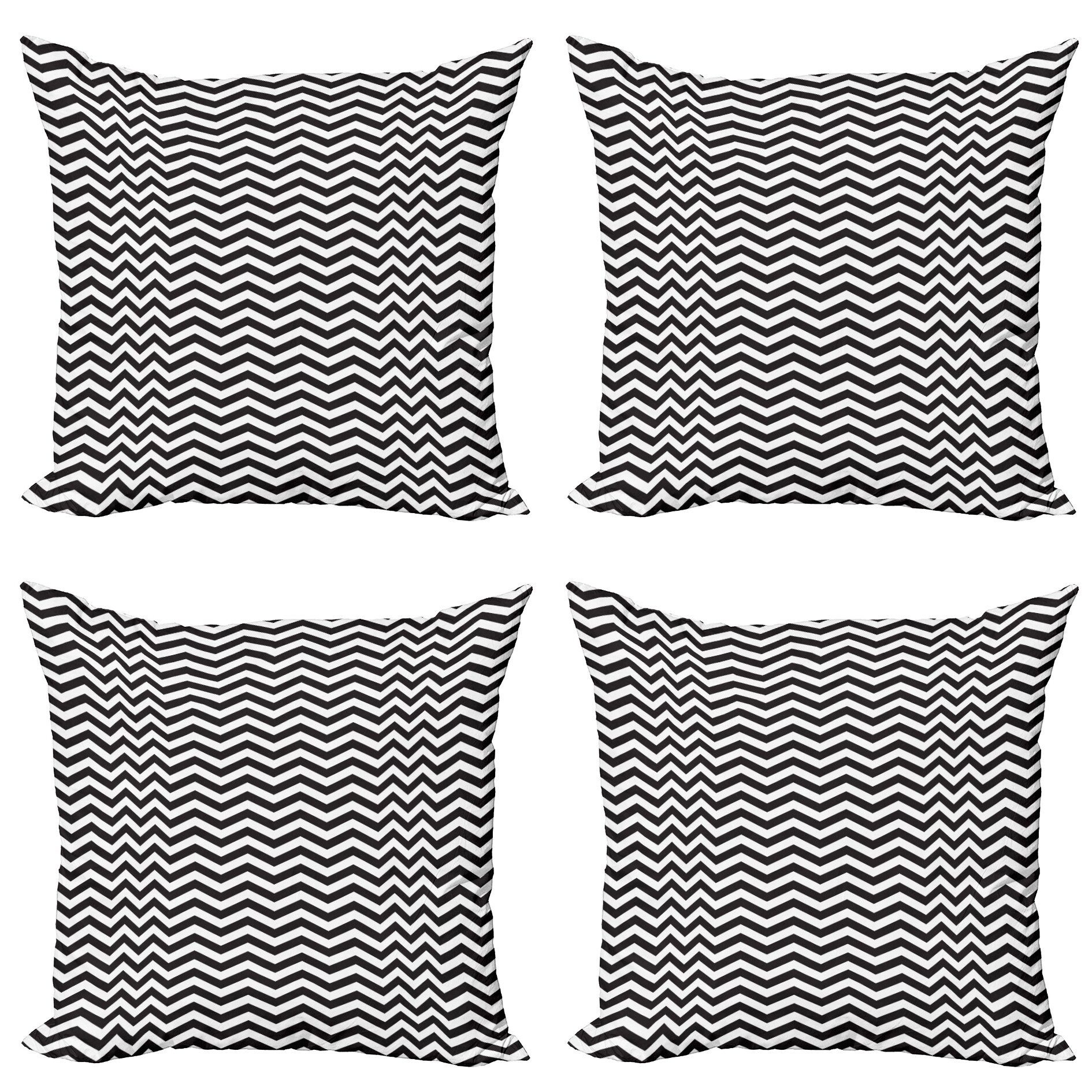 Modern Kissenbezüge Quirky Abstrakt Zigzag Accent (4 Digitaldruck, Doppelseitiger Abakuhaus Stück), Zeitgenössisch