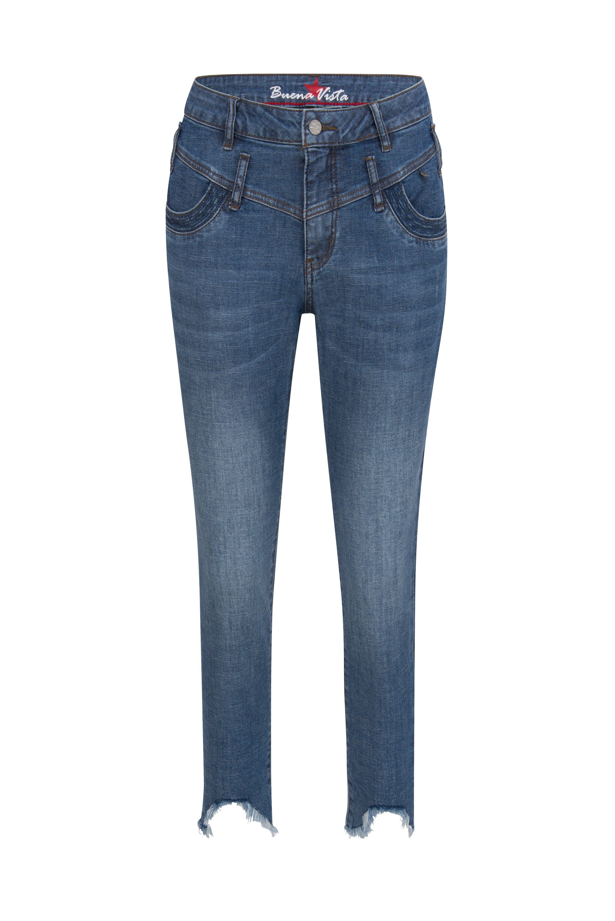 Buena Vista Stretch-Jeans BUENA VISTA FLORIDA 7/8 frayed destroy mid blue 2107 J5744 319 O.2851