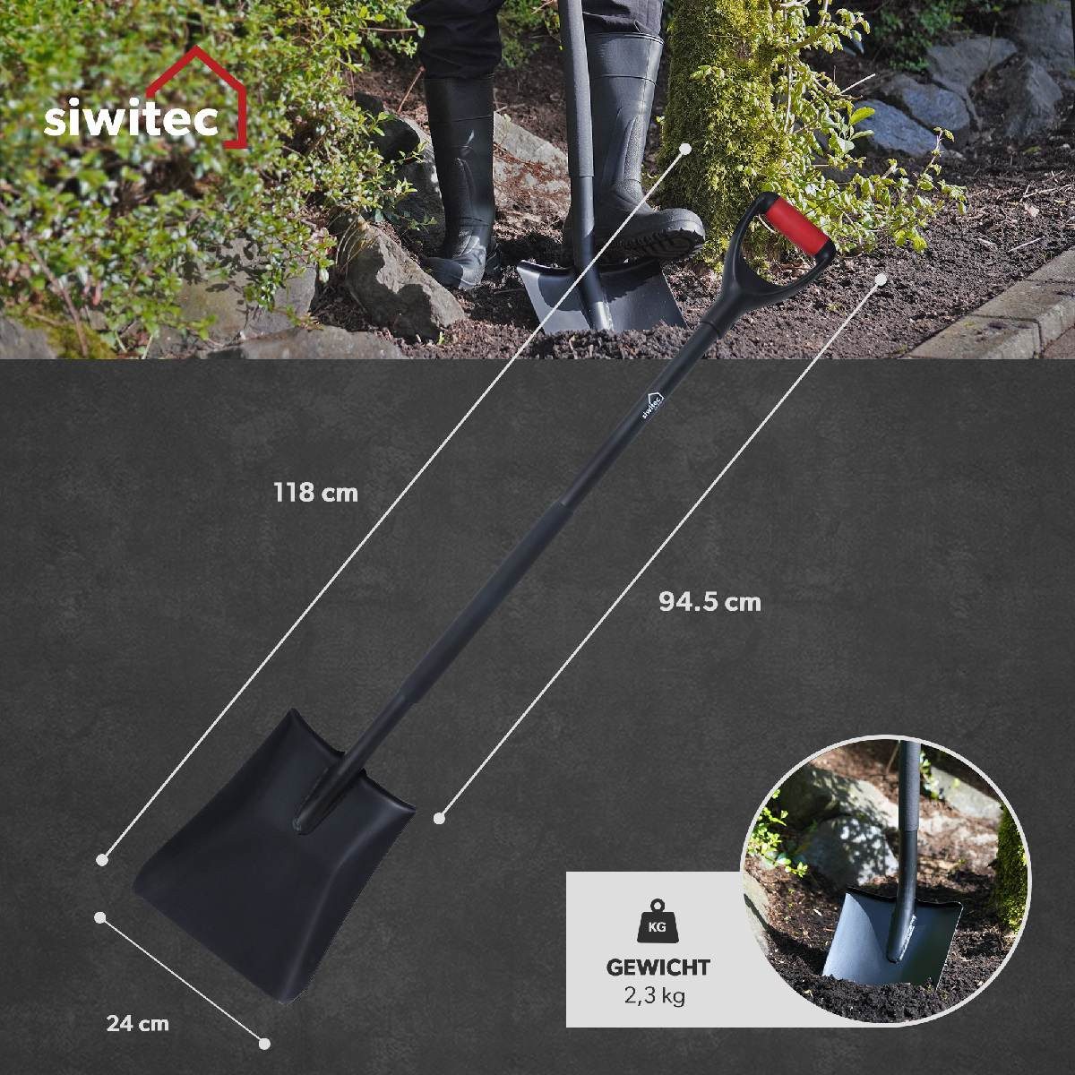 siwitec Spatengabel Schaufel mit Stiel Gartenschaufel günstig online kaufen