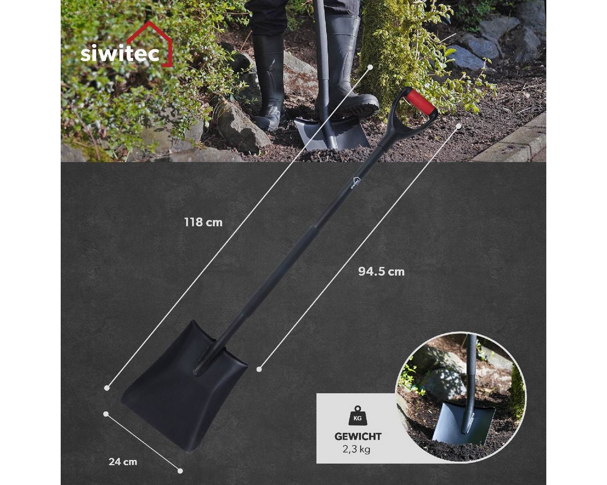 Thumbnail - siwitec Spatengabel Schaufel mit Stiel Gartenschaufel SG-230 Stahl 118cm Garten Bauschaufe, (Set, Gartengerät in gewählt...