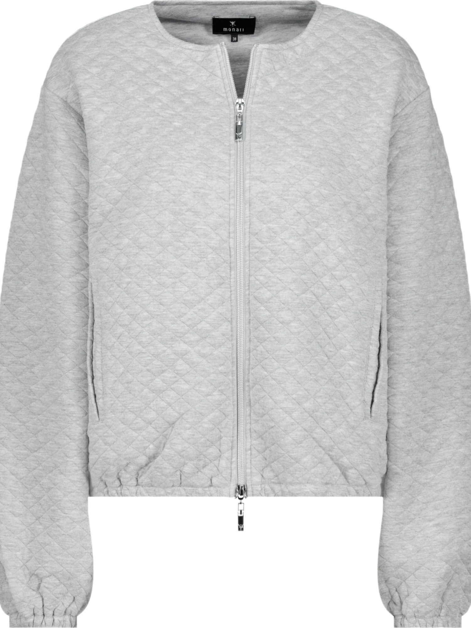 Monari Jackenblazer grau,Basic,Polyester,Kariert,Rundhals,Lang,Regular Fit