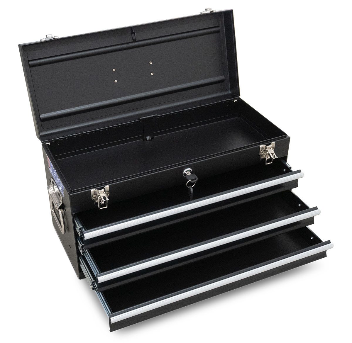 Weber GmbH Werkzeugkoffer Leere Werkzeugkiste mit 3 Schubladen und Klappdeckel, abschließbar, schwarz