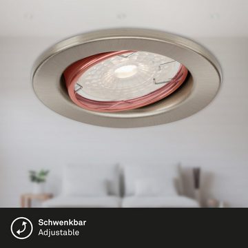 Briloner Leuchten LED Einbauleuchte 7256-032, LED wechselbar, Warmweiß, matt-nickel, GU10, Einbaustrahler, Einbauspot