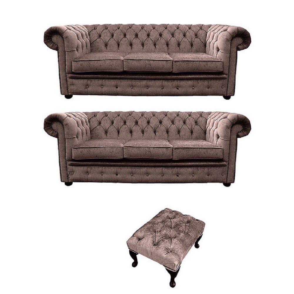 JVmoebel Sofa Braunes Chesterfield Polster Sofa Klassische Polster Garnitur Set, Made in Europe