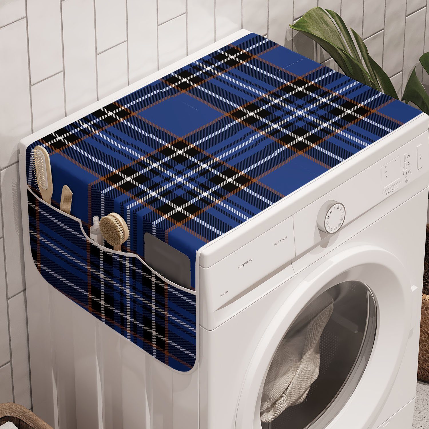 Abakuhaus Badorganizer und für Waschmaschine Trockner, Aufwändige Anti-Rutsch-Stoffabdeckung Scottish Plaid Vivid
