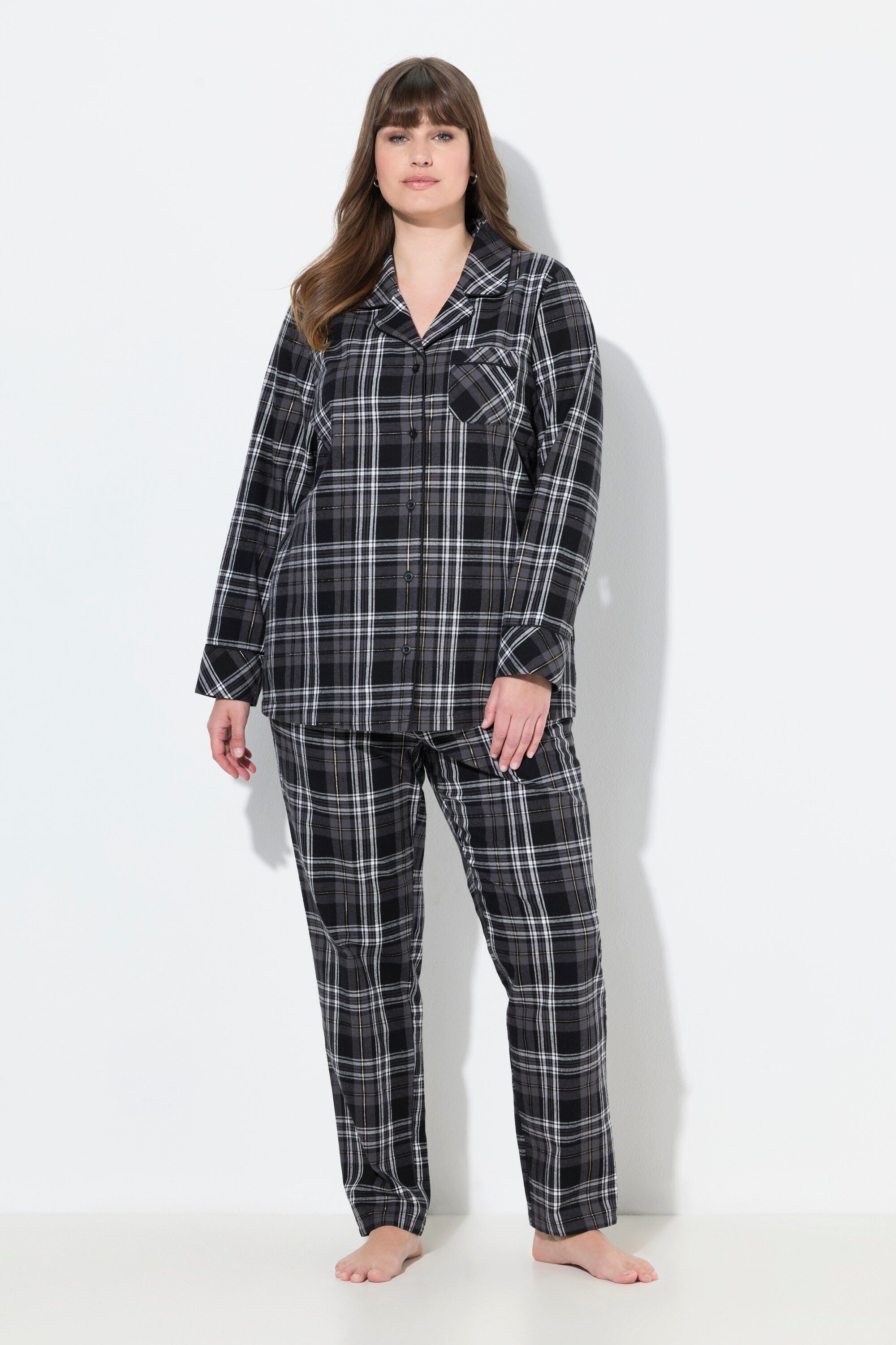 Ulla Popken Pyjama Pyjama Flanell Karo günstig online kaufen