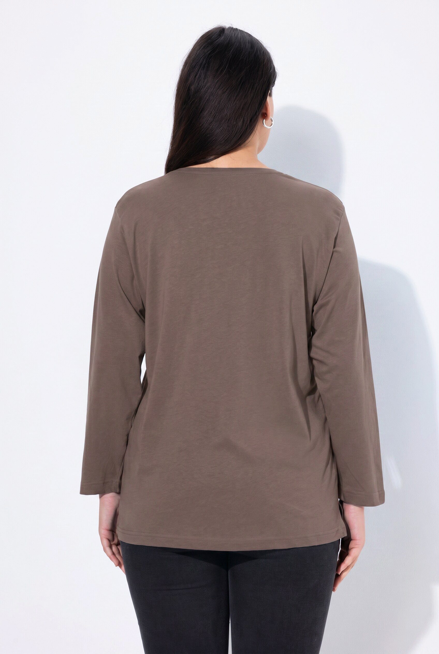 Ulla Popken T-Shirt Shirt V-Ausschnitt Relaxed Langarm – Bild 3 von 4
